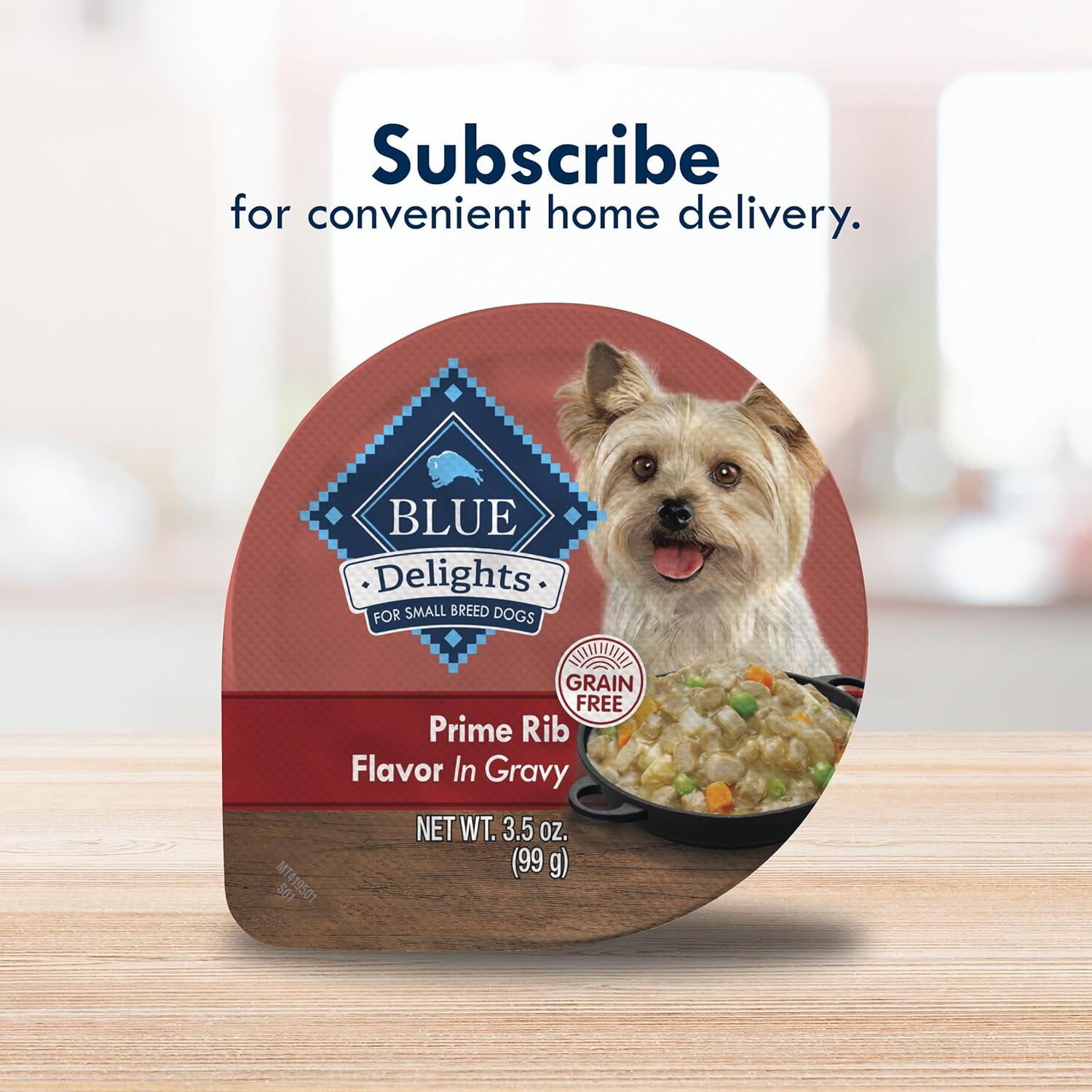 imageBlue Buffalo Delights Small Breed Natural Wet Dog Food Filet Mignon Flavor in Gravy 35oz Cups 12 CountPrime Rib