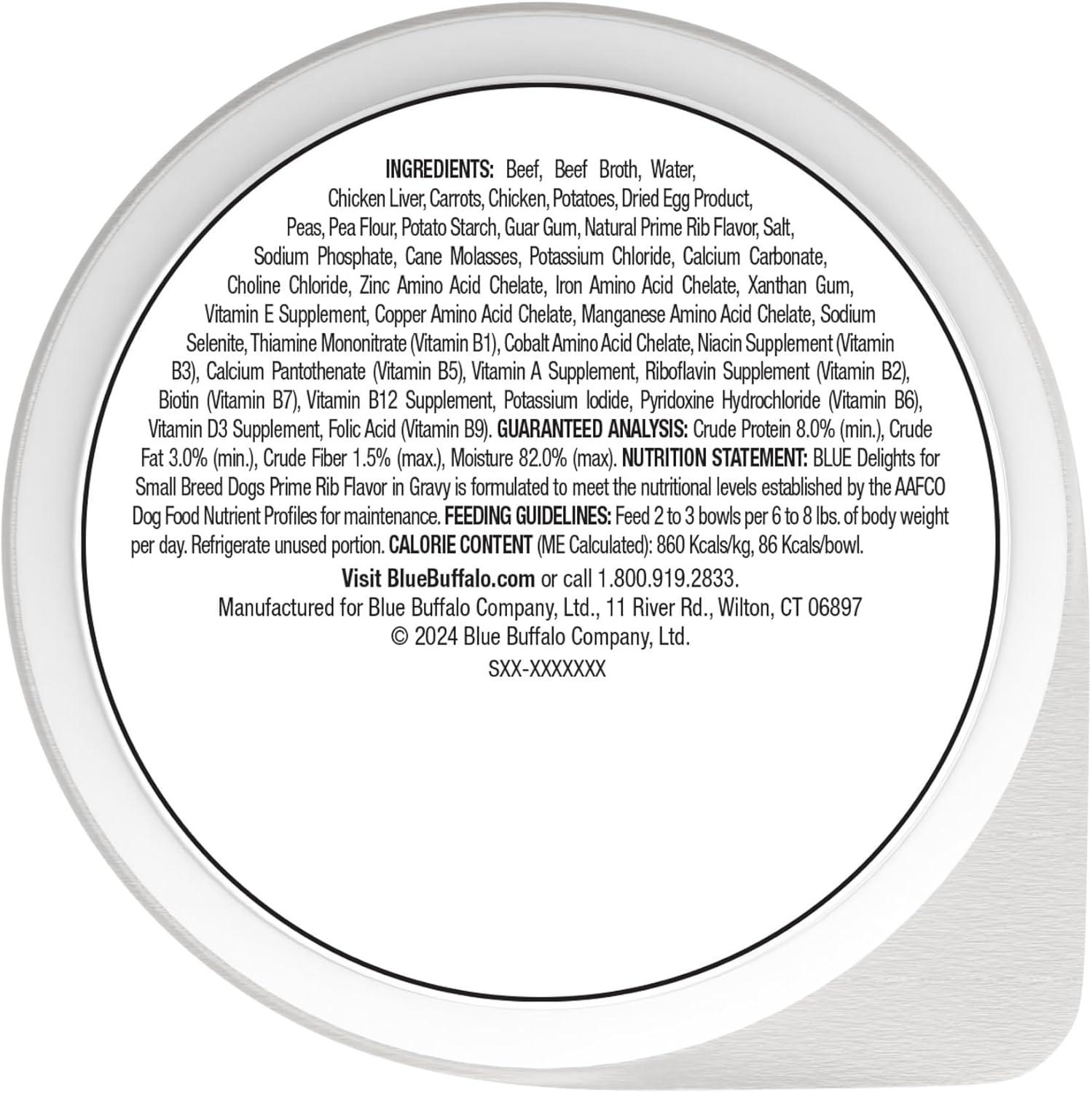 imageBlue Buffalo Delights Small Breed Natural Wet Dog Food Filet Mignon Flavor in Gravy 35oz Cups 12 CountPrime Rib