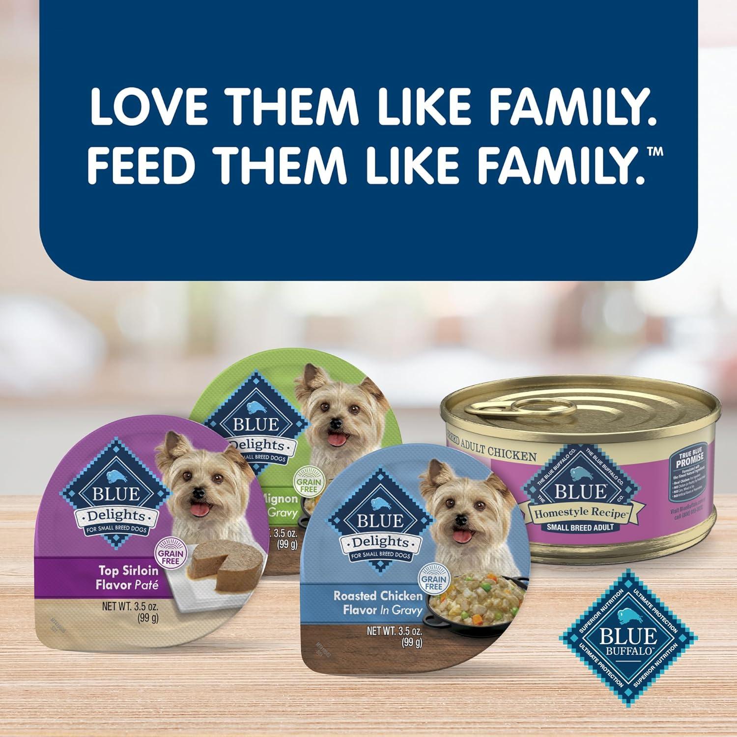 imageBlue Buffalo Delights Small Breed Natural Wet Dog Food Filet Mignon Flavor in Gravy 35oz Cups 12 CountVariety Pack Chicken Prime Rib NY Strip