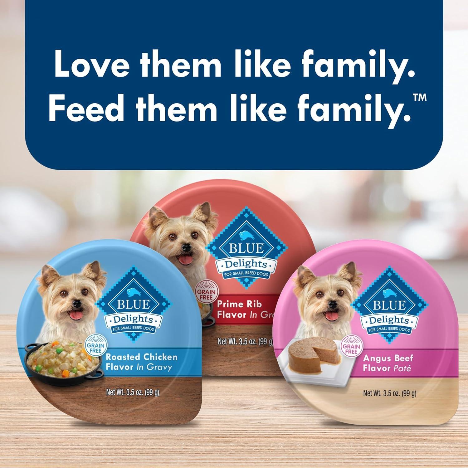 imageBlue Buffalo Delights Small Breed Natural Wet Dog Food Filet Mignon Flavor in Gravy 35oz Cups 12 CountVariety Pack Filet Mignon New York Strip