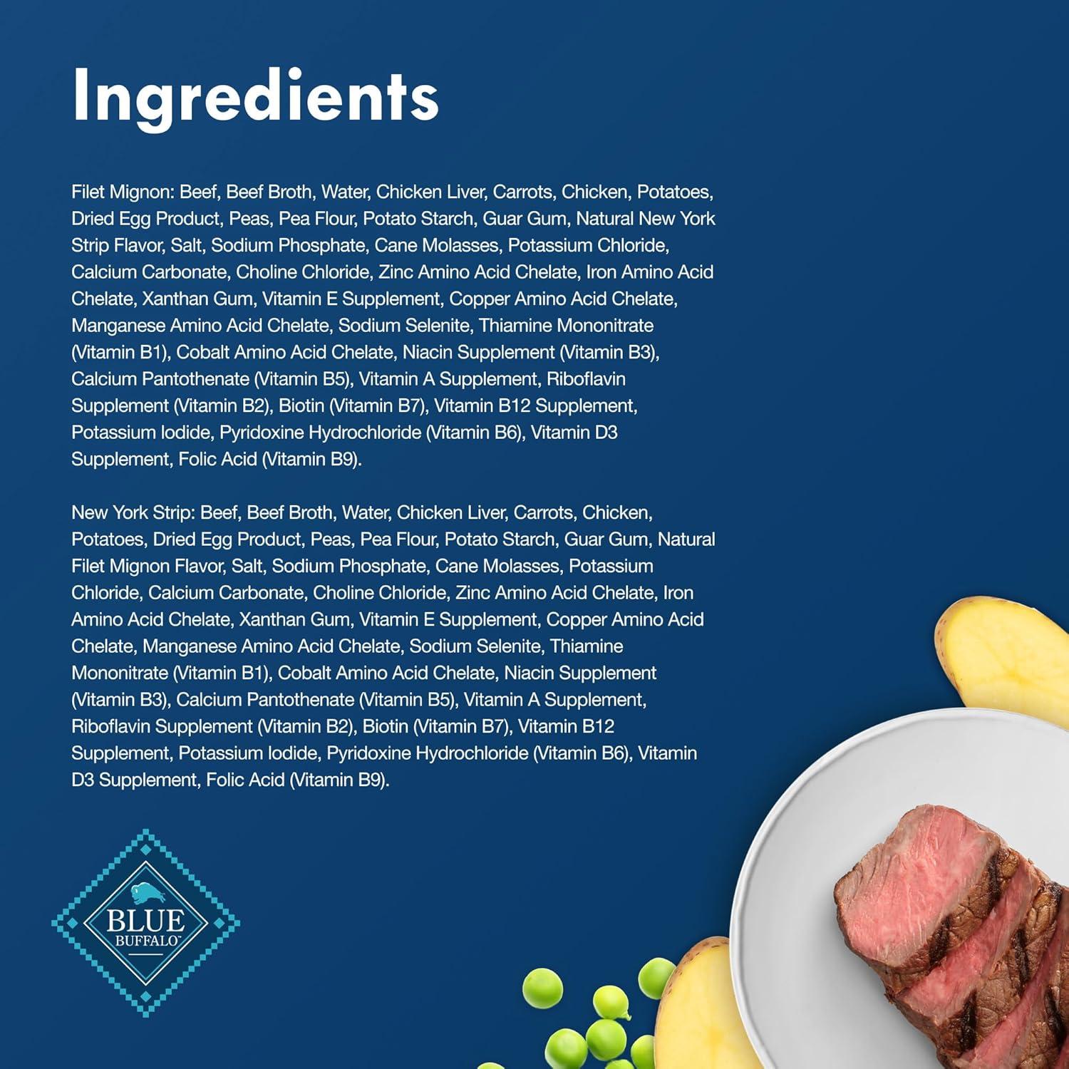 imageBlue Buffalo Delights Small Breed Natural Wet Dog Food Filet Mignon Flavor in Gravy 35oz Cups 12 CountVariety Pack Filet Mignon New York Strip