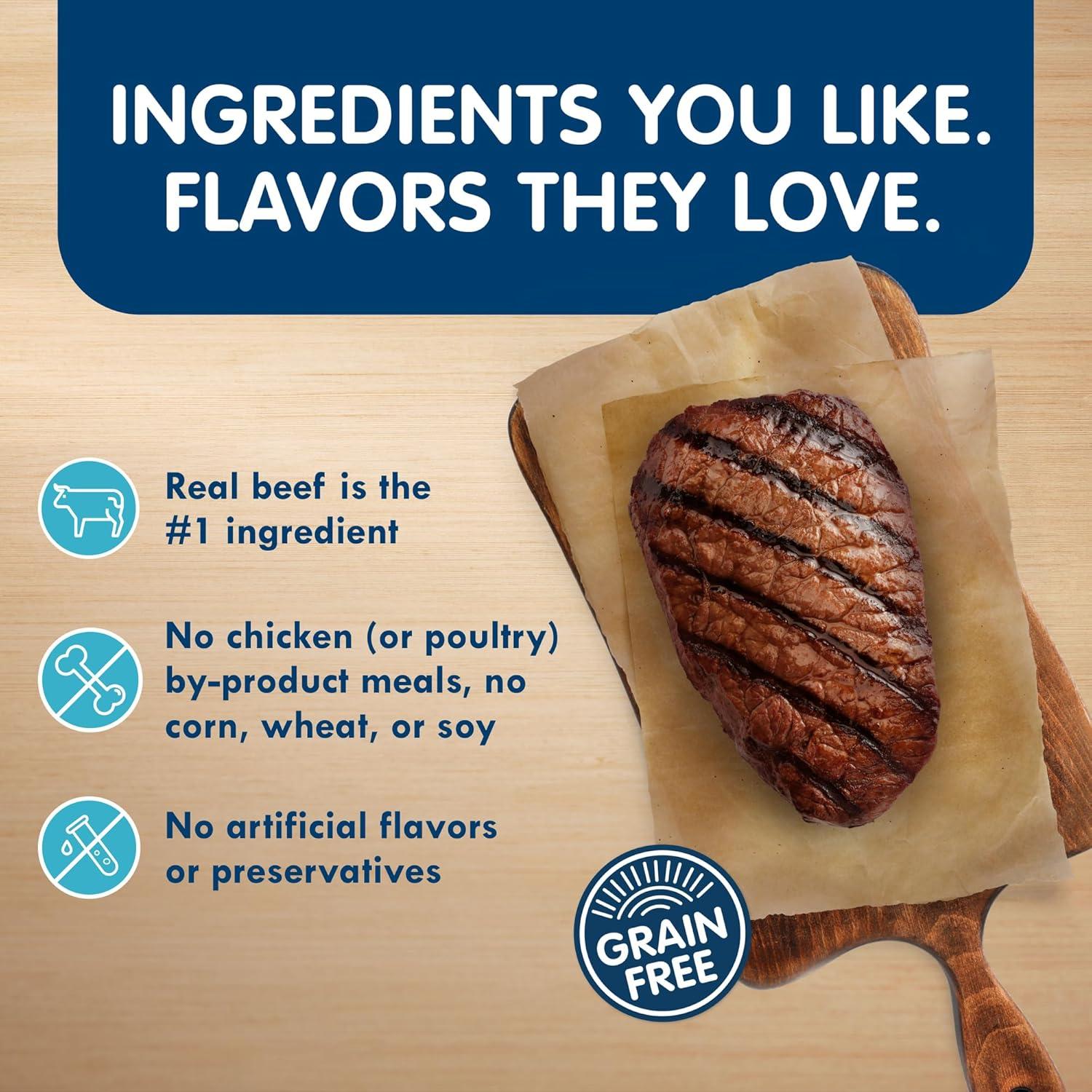 imageBlue Buffalo Delights Small Breed Natural Wet Dog Food Filet Mignon Flavor in Gravy 35oz Cups 12 CountVariety Pack Prime Rib NY Strip Filet Mignon