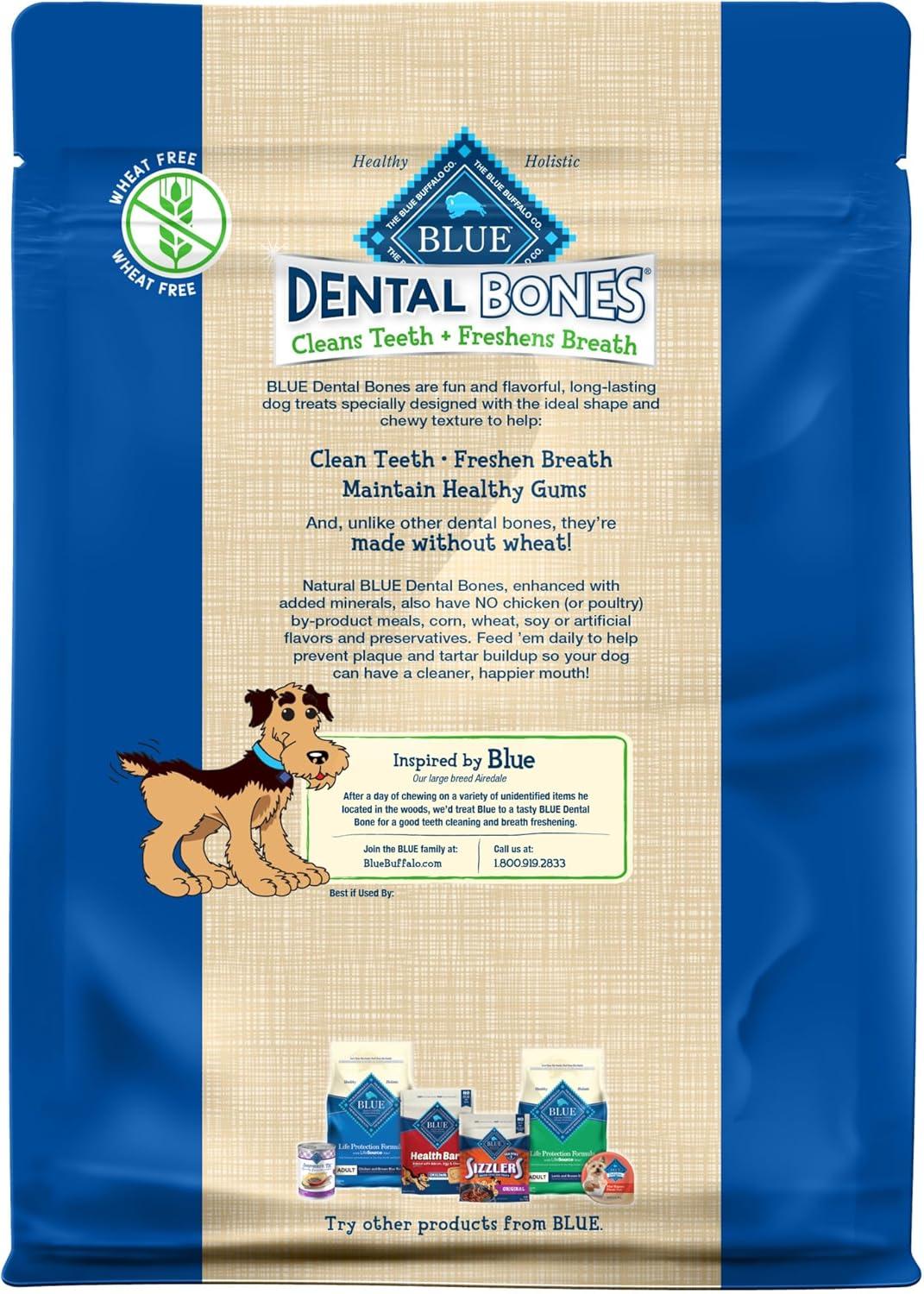 imageBlue Buffalo Dental Bones for Large Dogs 50 lbs amp Above Daily Dental Dog Treats Cleans Teeth amp Freshens Breath 27oz 17 BonesUnflavored