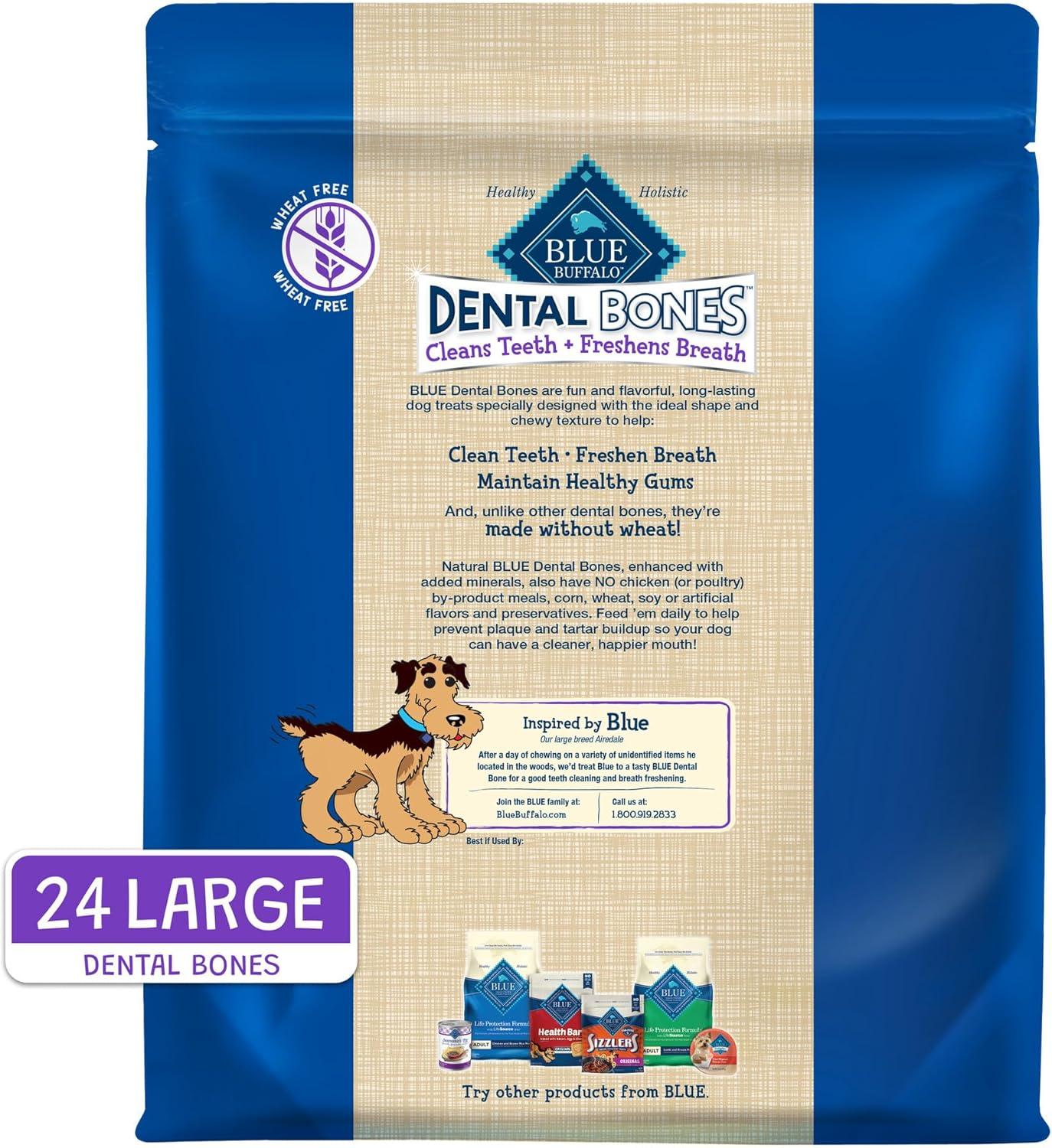 imageBlue Buffalo Dental Bones for Large Dogs 50 lbs amp Above Daily Dental Dog Treats Cleans Teeth amp Freshens Breath 27oz 17 BonesUnflavored