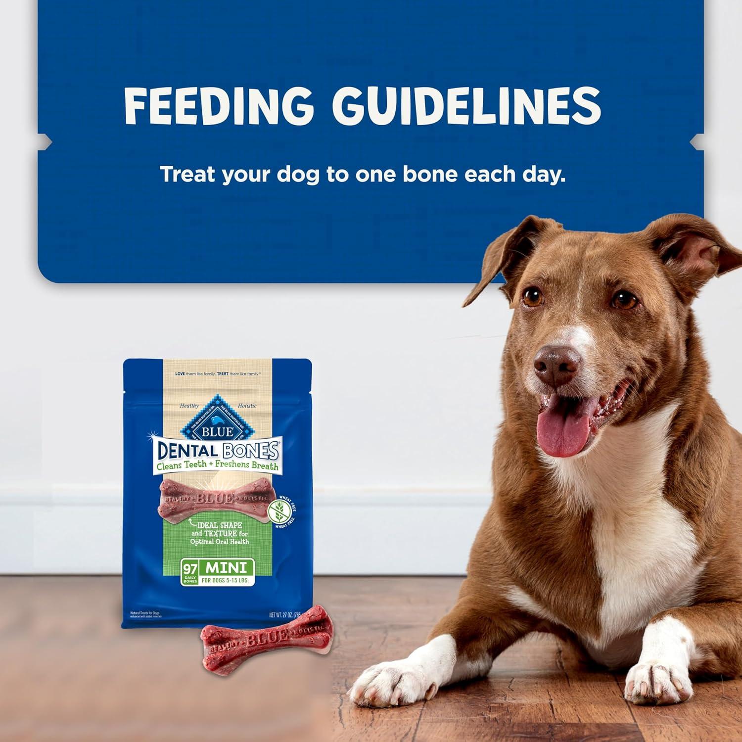 imageBlue Buffalo Dental Bones for Large Dogs 50 lbs amp Above Daily Dental Dog Treats Cleans Teeth amp Freshens Breath 27oz 17 BonesUnflavored