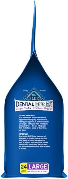 imageBlue Buffalo Dental Bones for Large Dogs 50 lbs amp Above Daily Dental Dog Treats Cleans Teeth amp Freshens Breath 27oz 17 BonesUnflavored