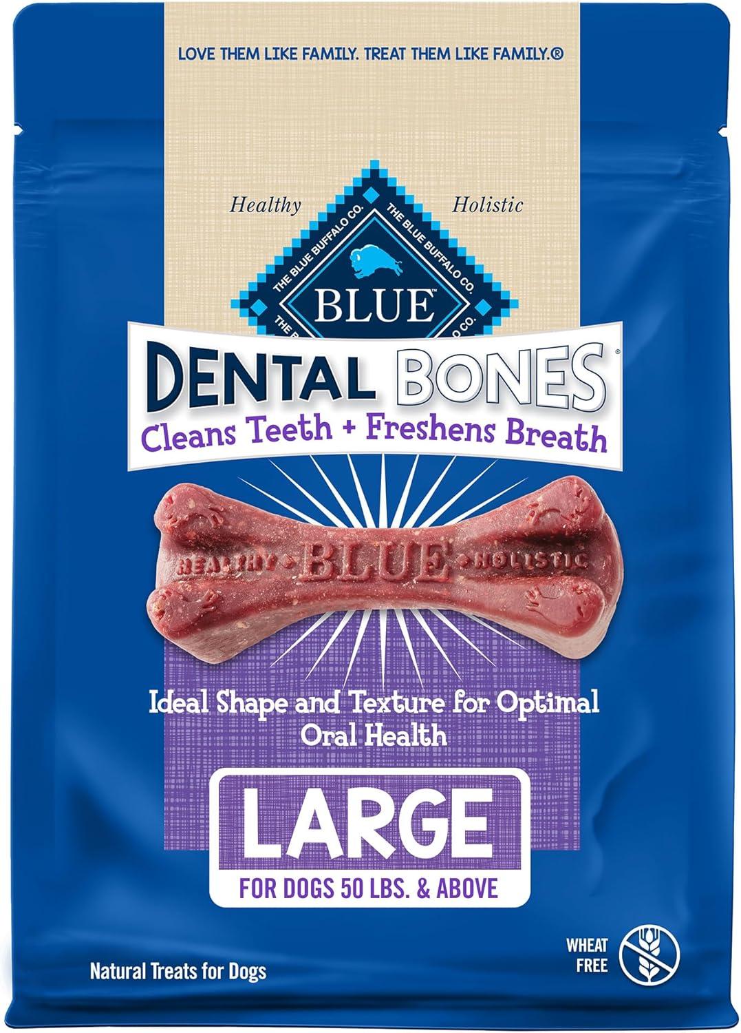 imageBlue Buffalo Dental Bones for Large Dogs 50 lbs amp Above Daily Dental Dog Treats Cleans Teeth amp Freshens Breath 27oz 17 BonesUnflavored