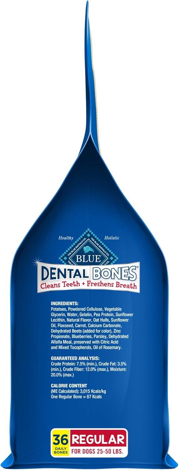 imageBlue Buffalo Dental Bones for Large Dogs 50 lbs amp Above Daily Dental Dog Treats Cleans Teeth amp Freshens Breath 27oz 17 BonesUnflavored