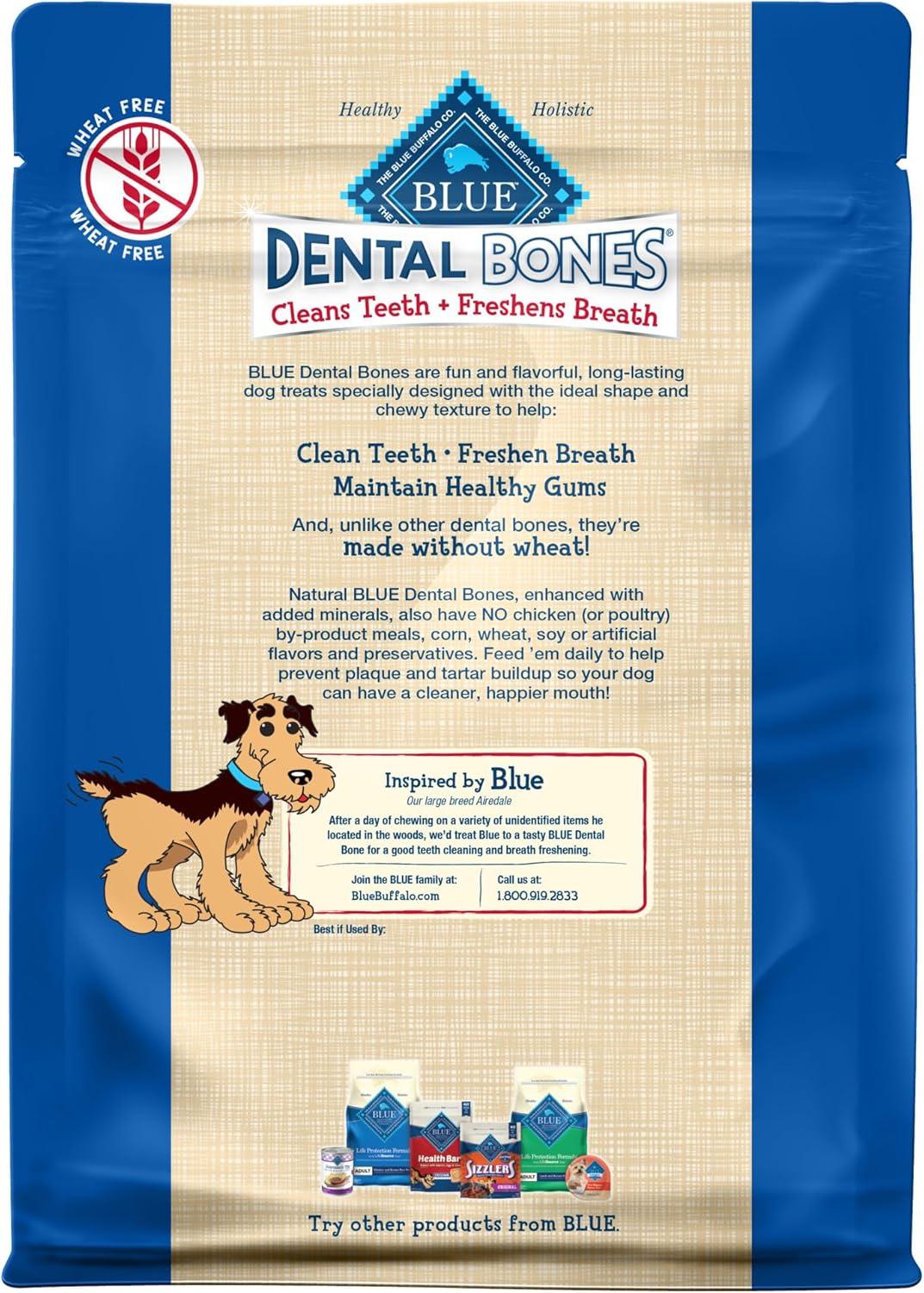 imageBlue Buffalo Dental Bones for Large Dogs 50 lbs amp Above Daily Dental Dog Treats Cleans Teeth amp Freshens Breath 27oz 17 BonesUnflavored