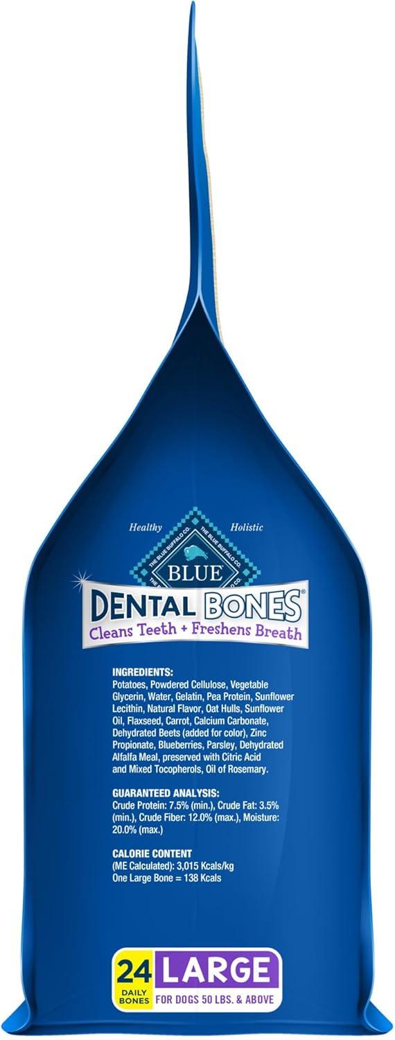 imageBlue Buffalo Dental Bones for Large Dogs 50 lbs amp Above Daily Dental Dog Treats Cleans Teeth amp Freshens Breath 27oz 17 BonesUnflavored