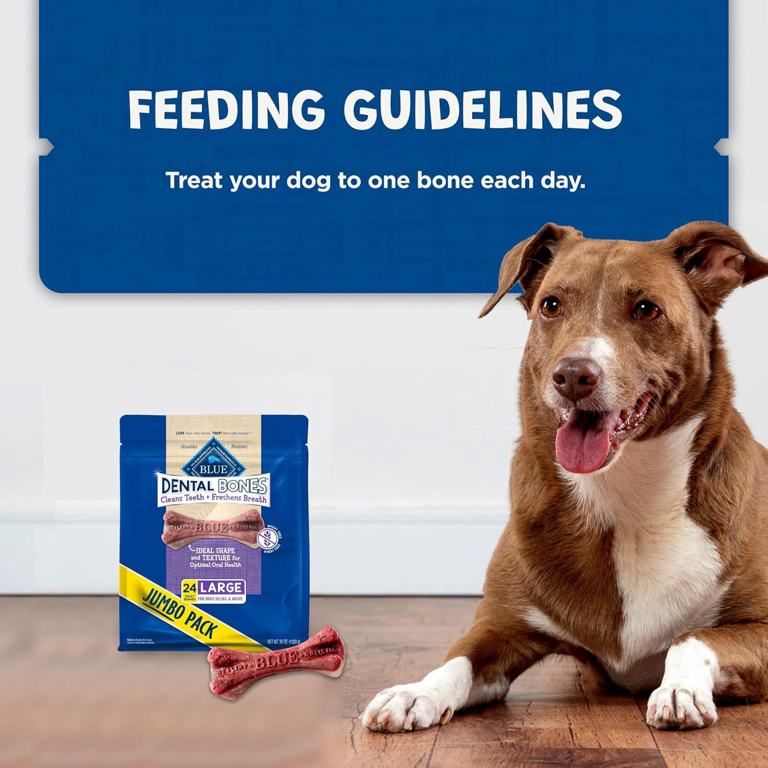 imageBlue Buffalo Dental Bones for Large Dogs 50 lbs amp Above Daily Dental Dog Treats Cleans Teeth amp Freshens Breath 27oz 17 BonesUnflavored