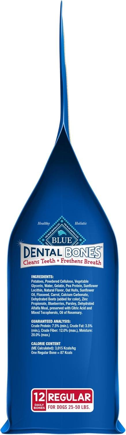 imageBlue Buffalo Dental Bones for Large Dogs 50 lbs amp Above Daily Dental Dog Treats Cleans Teeth amp Freshens Breath 27oz 17 BonesUnflavored