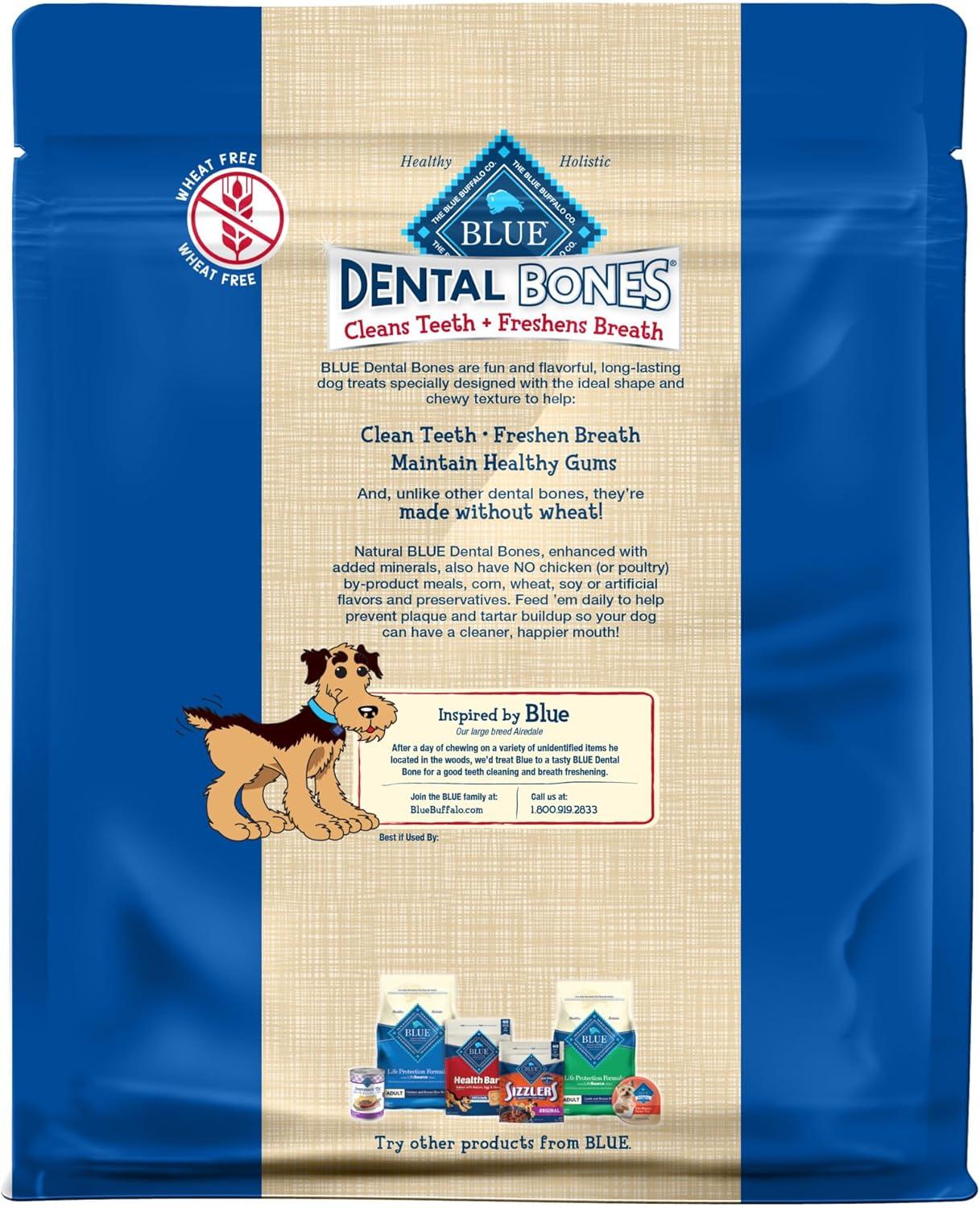 imageBlue Buffalo Dental Bones for Large Dogs 50 lbs amp Above Daily Dental Dog Treats Cleans Teeth amp Freshens Breath 27oz 17 BonesUnflavored