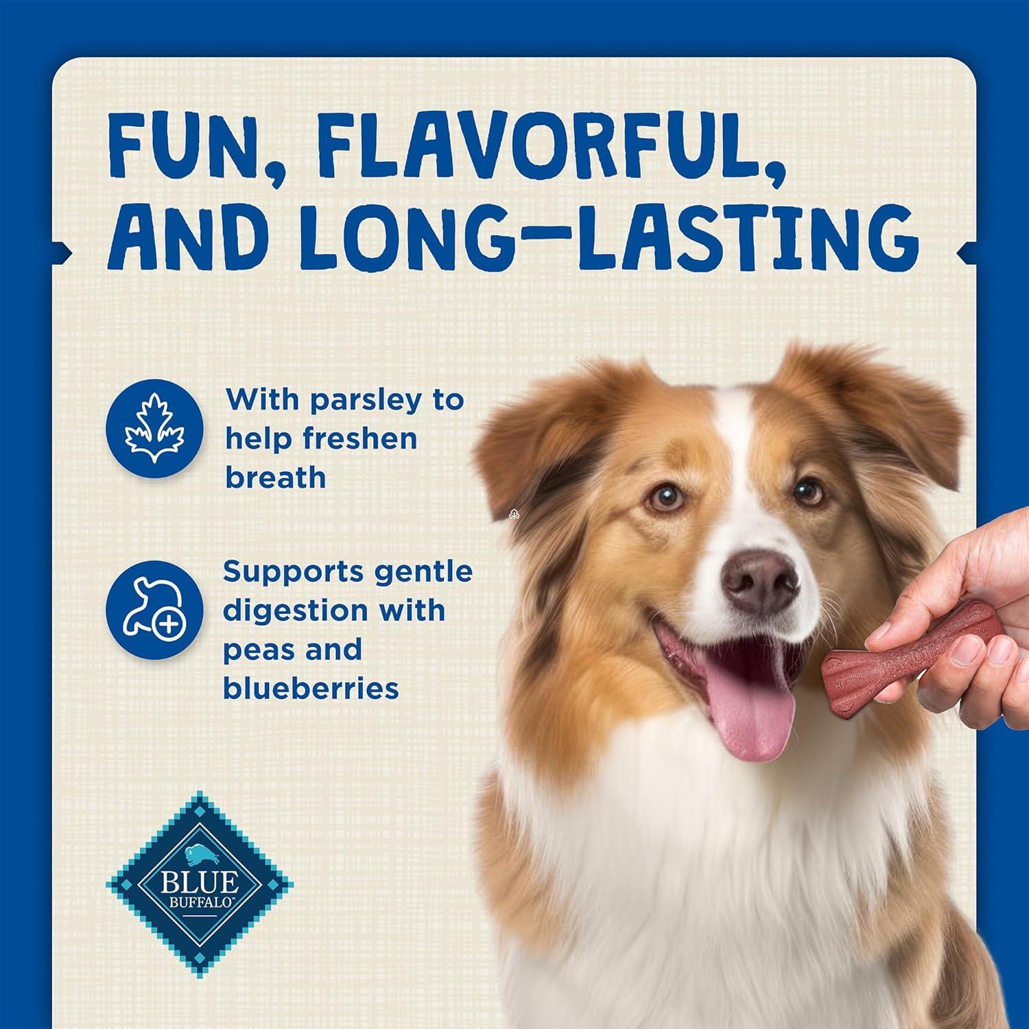 imageBlue Buffalo Dental Bones for Large Dogs 50 lbs amp Above Daily Dental Dog Treats Cleans Teeth amp Freshens Breath 27oz 17 BonesUnflavored
