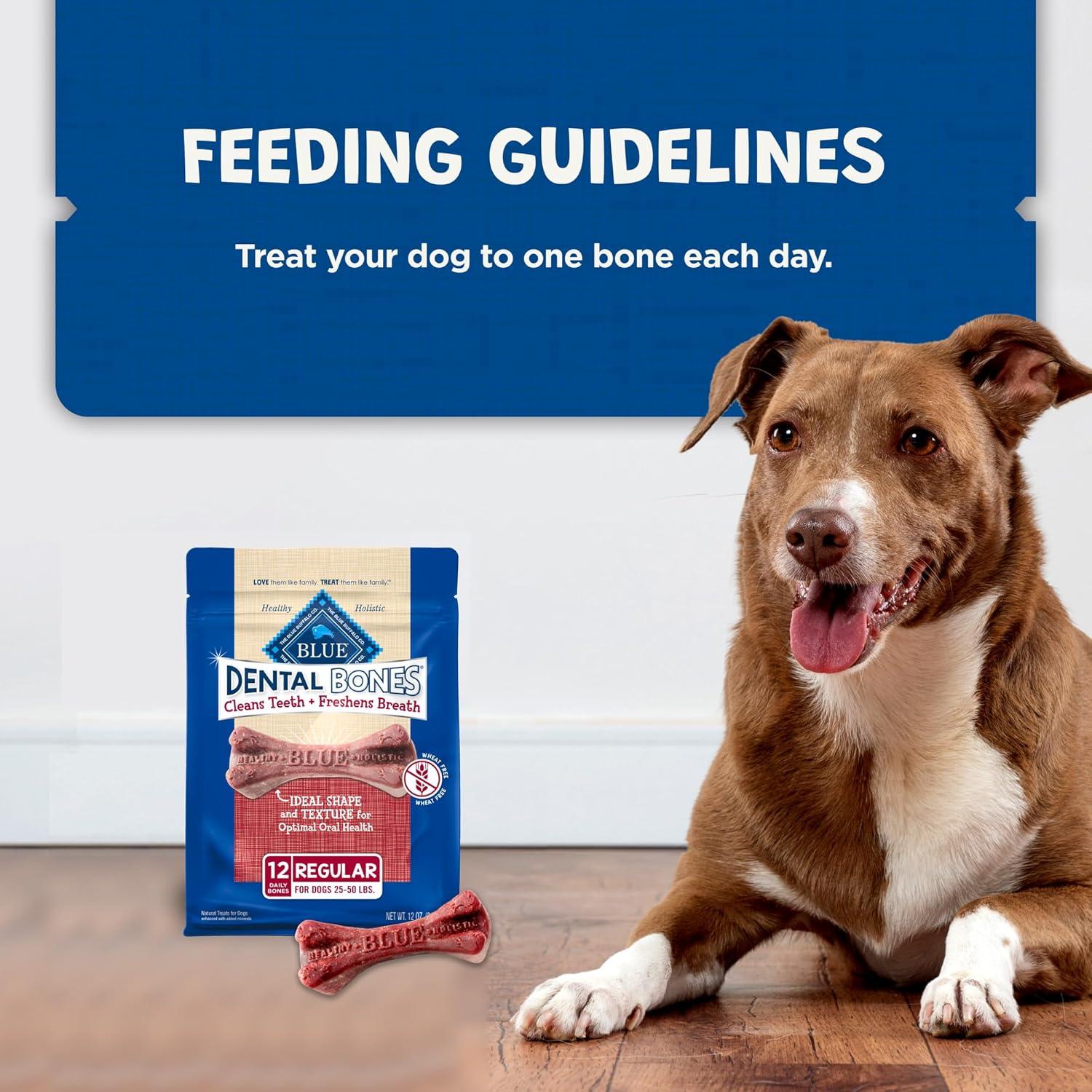 imageBlue Buffalo Dental Bones for Large Dogs 50 lbs amp Above Daily Dental Dog Treats Cleans Teeth amp Freshens Breath 27oz 17 BonesUnflavored