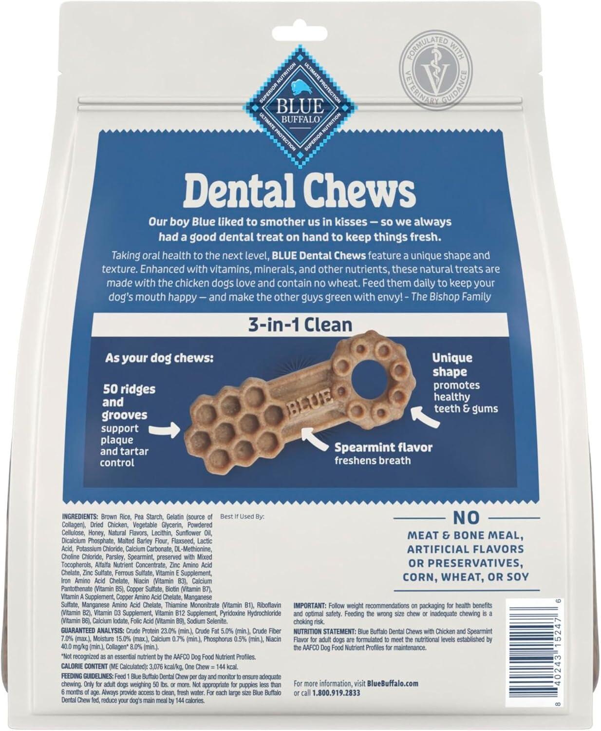 imageBlue Buffalo Dental Chews Medium Natural Dog Treats Chicken amp Spearmint 345oz Bag 42 Count33 Ounce 21 Count
