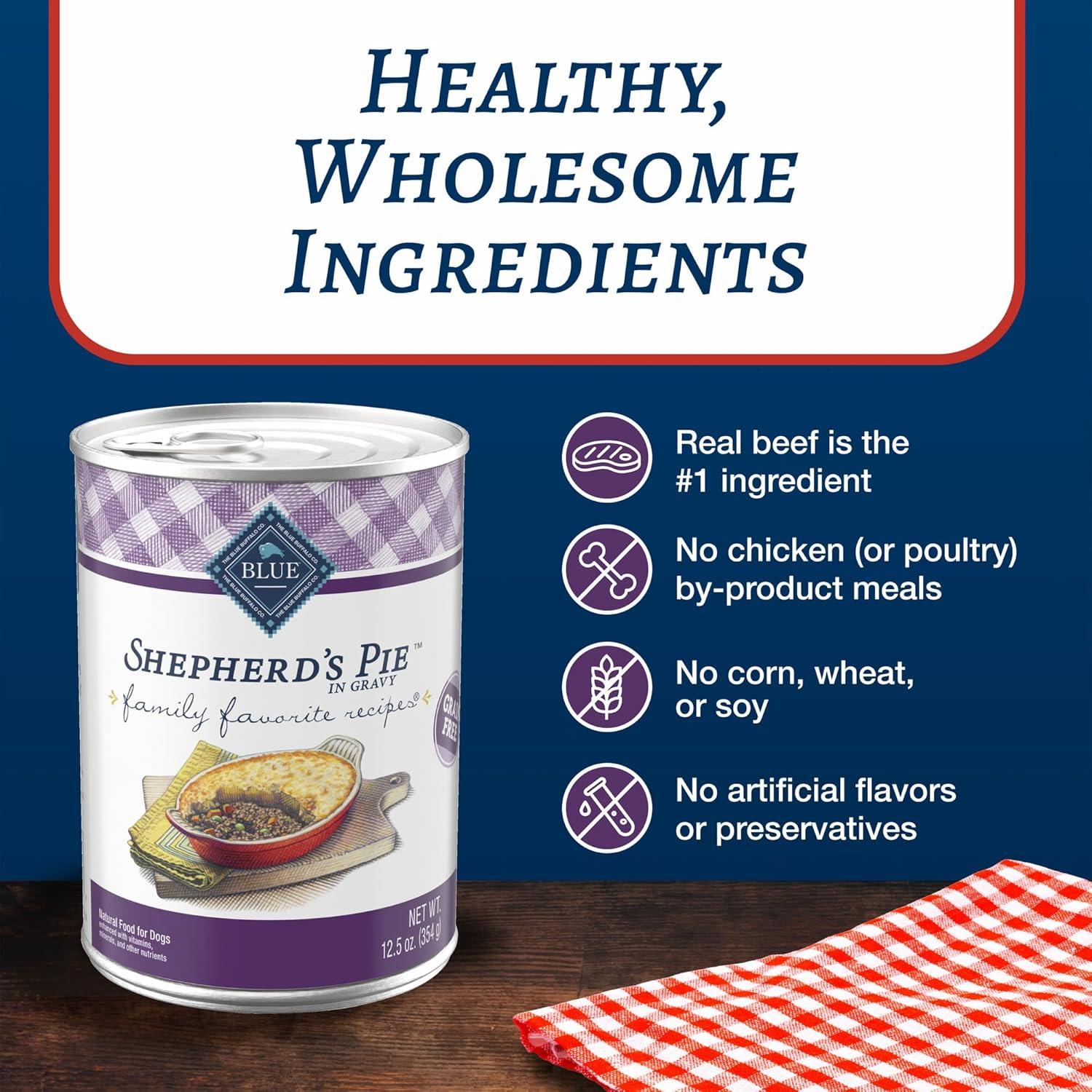 imageBlue Buffalo Family Favorites Adult Wet Dog Food Made with Natural Ingredients Sunday Chicken Dinner 125oz Can Pack of 12Shepherds Pie