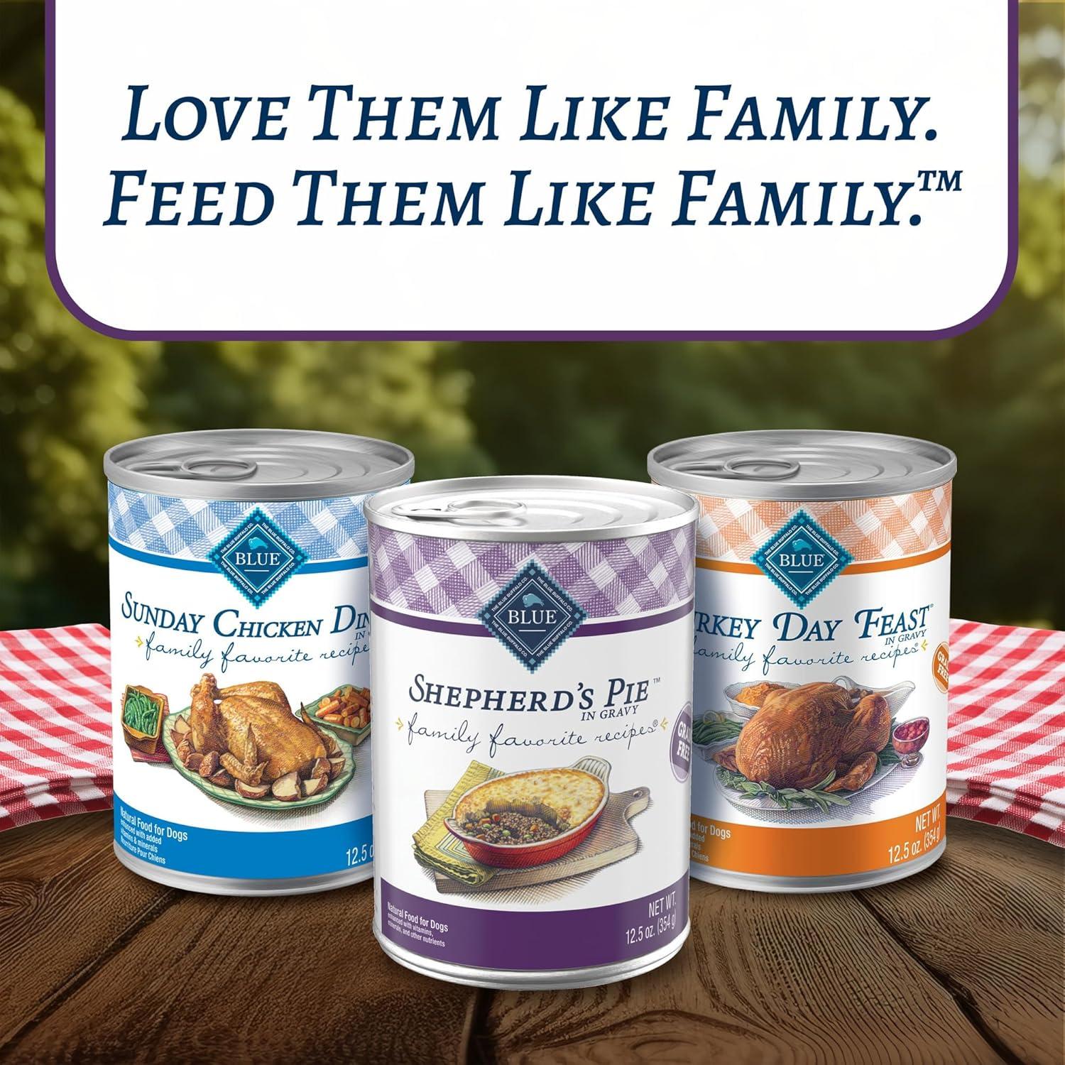 imageBlue Buffalo Family Favorites Adult Wet Dog Food Made with Natural Ingredients Sunday Chicken Dinner 125oz Can Pack of 12Shepherds Pie
