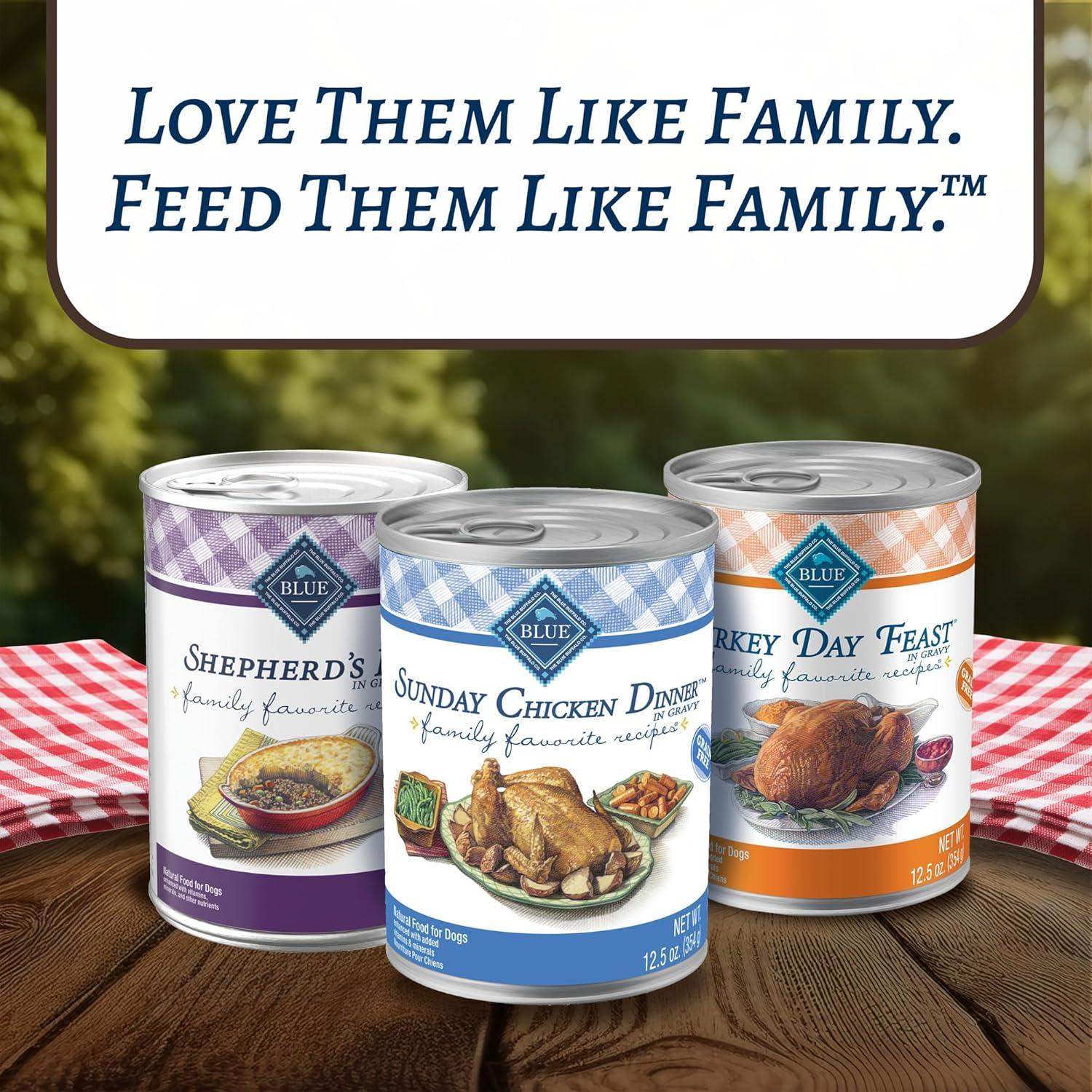 imageBlue Buffalo Family Favorites Adult Wet Dog Food Made with Natural Ingredients Sunday Chicken Dinner 125oz Can Pack of 12Sunday Chicken