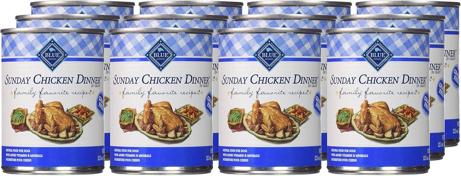 imageBlue Buffalo Family Favorites Adult Wet Dog Food Made with Natural Ingredients Sunday Chicken Dinner 125oz Can Pack of 12Sunday Chicken