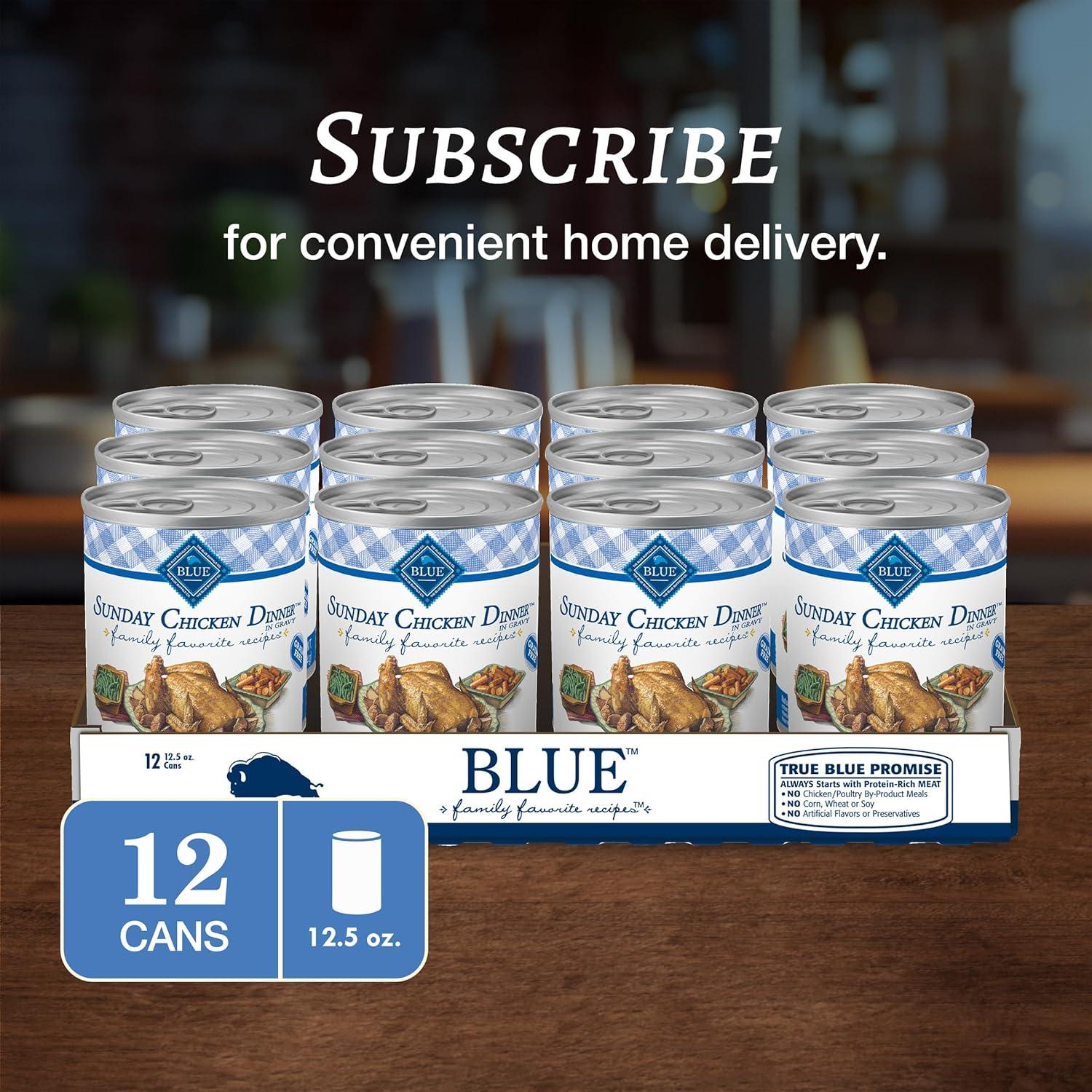 imageBlue Buffalo Family Favorites Adult Wet Dog Food Made with Natural Ingredients Sunday Chicken Dinner 125oz Can Pack of 12Sunday Chicken