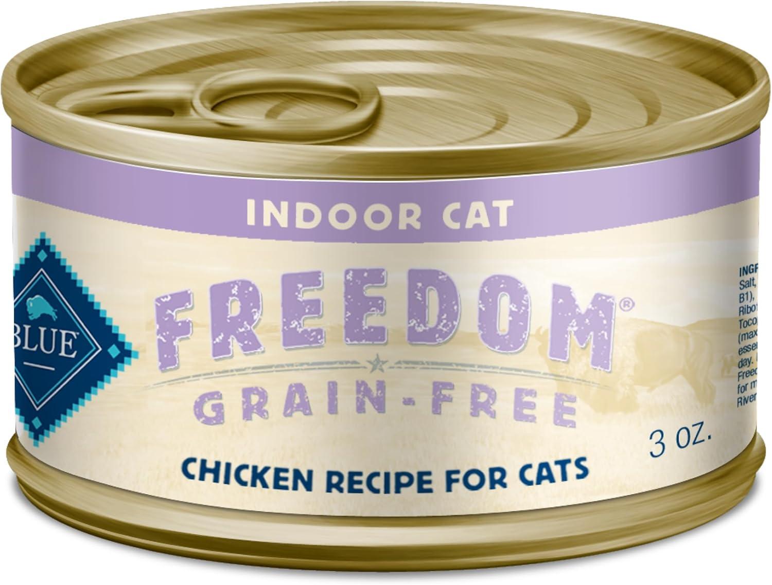 imageBlue Buffalo Freedom GrainFree Adult Wet Cat Food Complete amp Balanced Nutrition for Indoor Cats Made with Natural Ingredients Chicken Recipe 55oz Cans 24 CountChicken