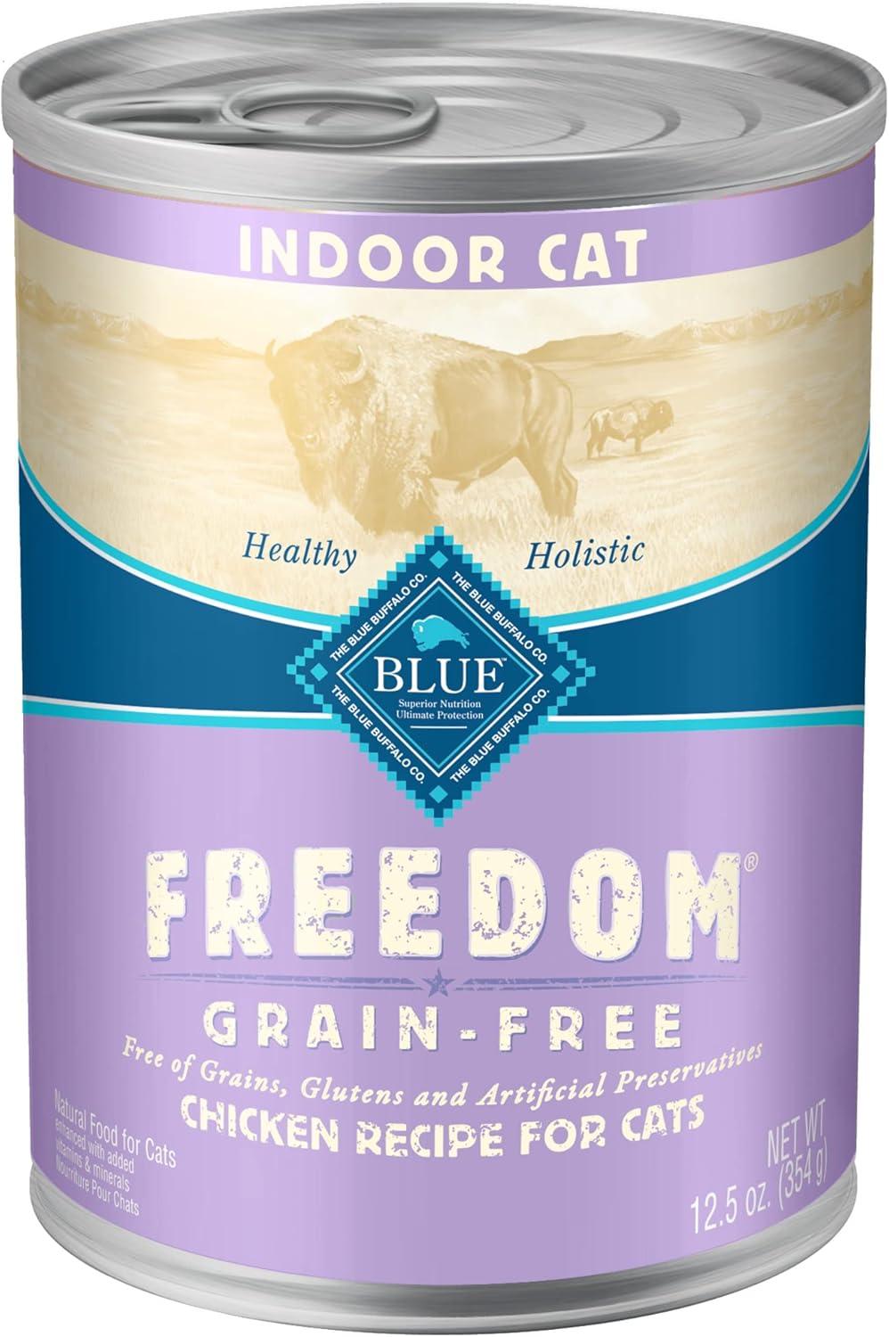 imageBlue Buffalo Freedom GrainFree Adult Wet Cat Food Complete amp Balanced Nutrition for Indoor Cats Made with Natural Ingredients Chicken Recipe 55oz Cans 24 CountChicken