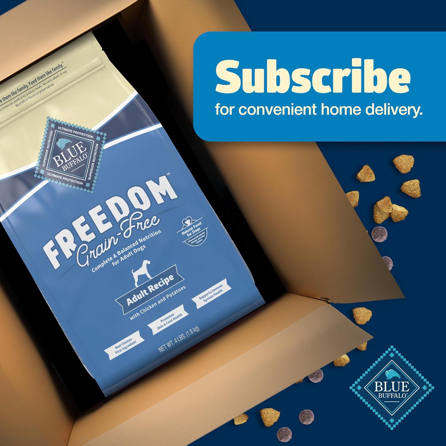 imageBlue Buffalo Freedom GrainFree Dry Dog Food Complete amp Balanced Nutrition for Adult Dogs Made in the USA With Natural Ingredients Chicken amp Potatoes 4lb BagChicken