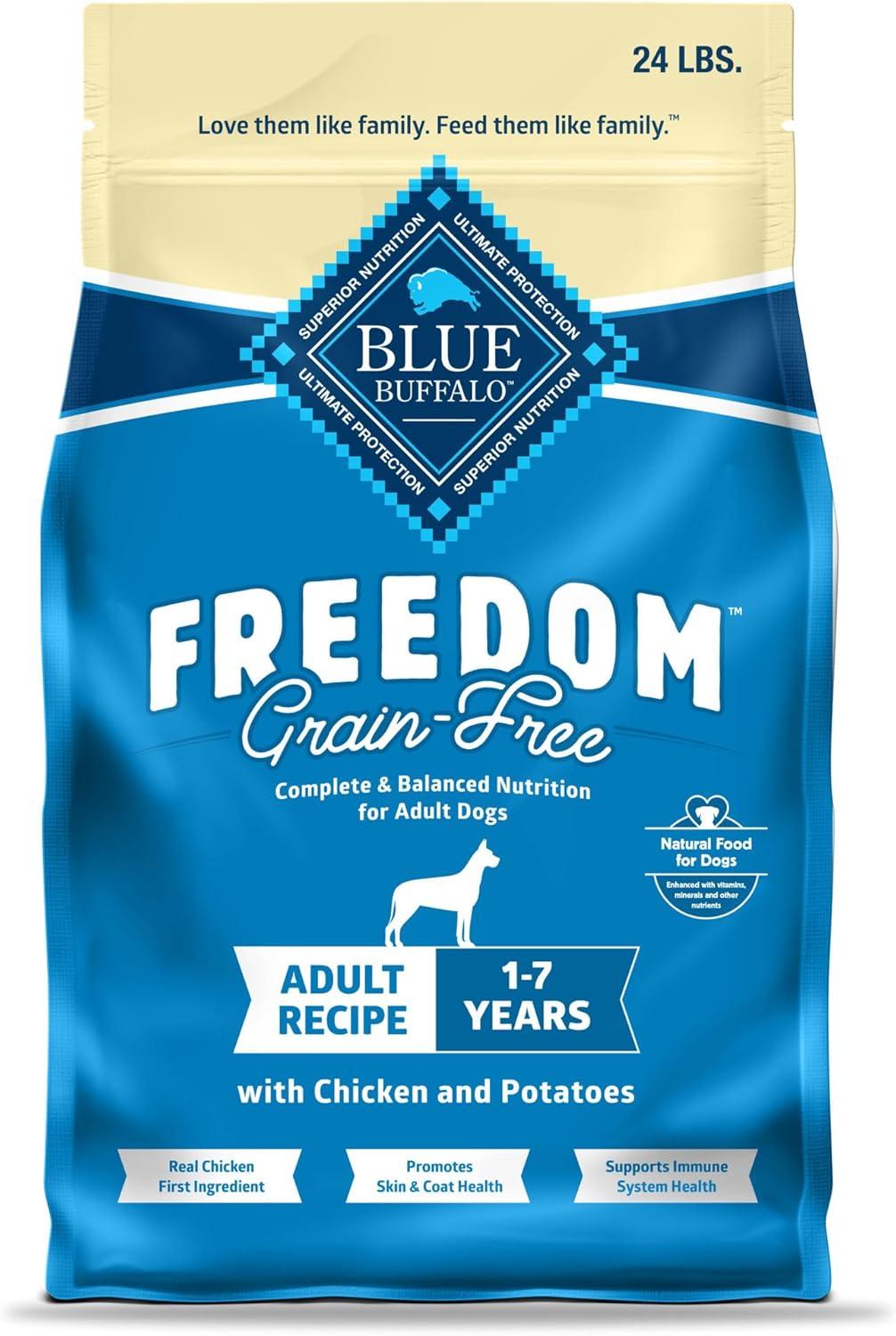 imageBlue Buffalo Freedom GrainFree Dry Dog Food Complete amp Balanced Nutrition for Adult Dogs Made in the USA With Natural Ingredients Chicken amp Potatoes 24lb BagChicken