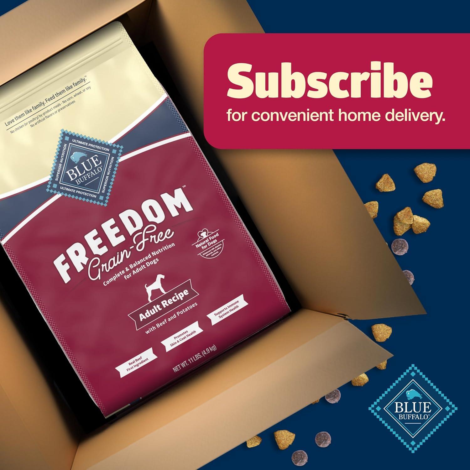 imageBlue Buffalo Freedom GrainFree Dry Dog Food Complete amp Balanced Nutrition for Adult Dogs Made in the USA with Natural Ingredients Beef amp Potatoes 4lb Bag11 Pound Pack of 1