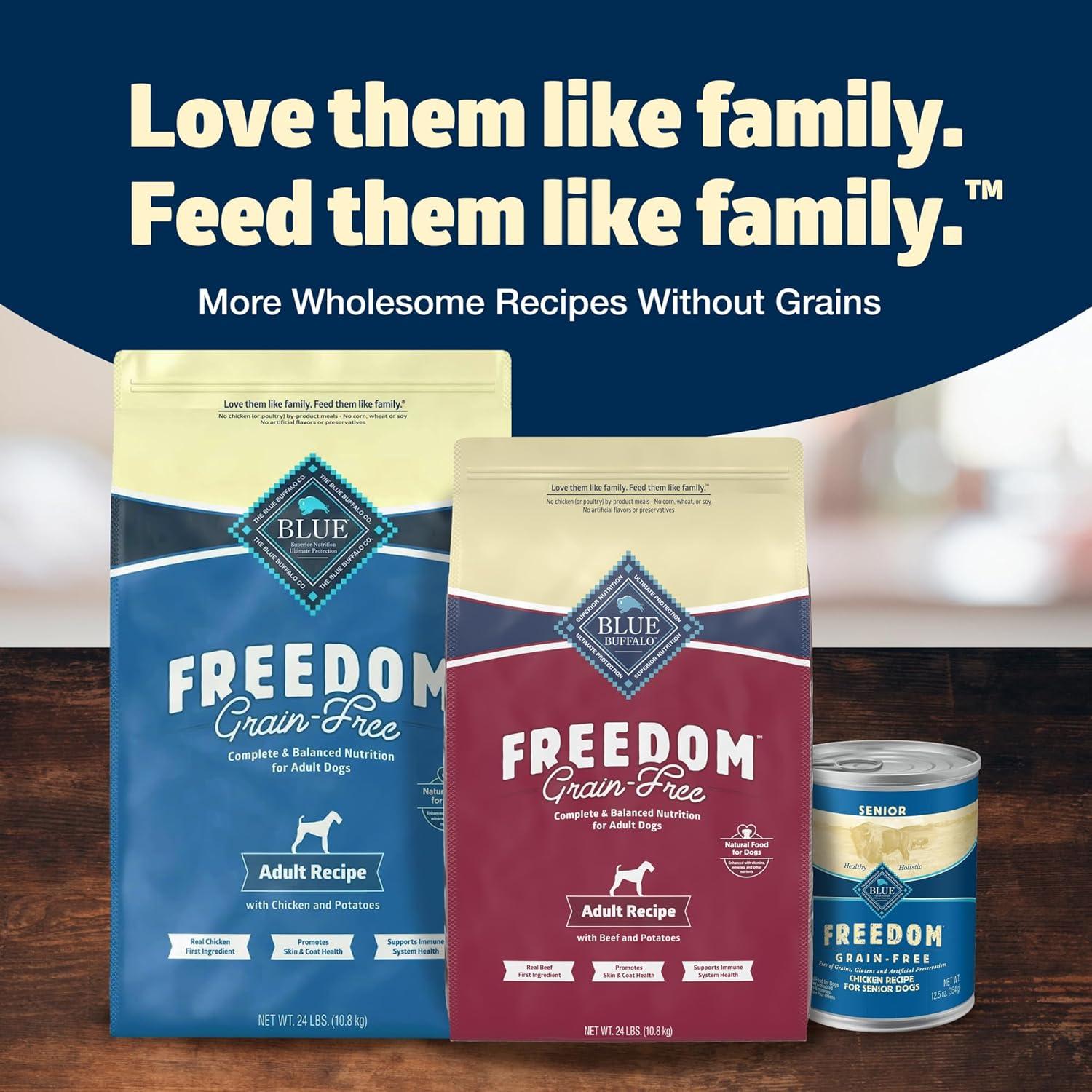 imageBlue Buffalo Freedom GrainFree Dry Dog Food Complete amp Balanced Nutrition for Adult Dogs Made in the USA with Natural Ingredients Beef amp Potatoes 4lb Bag24 Pound Pack of 1