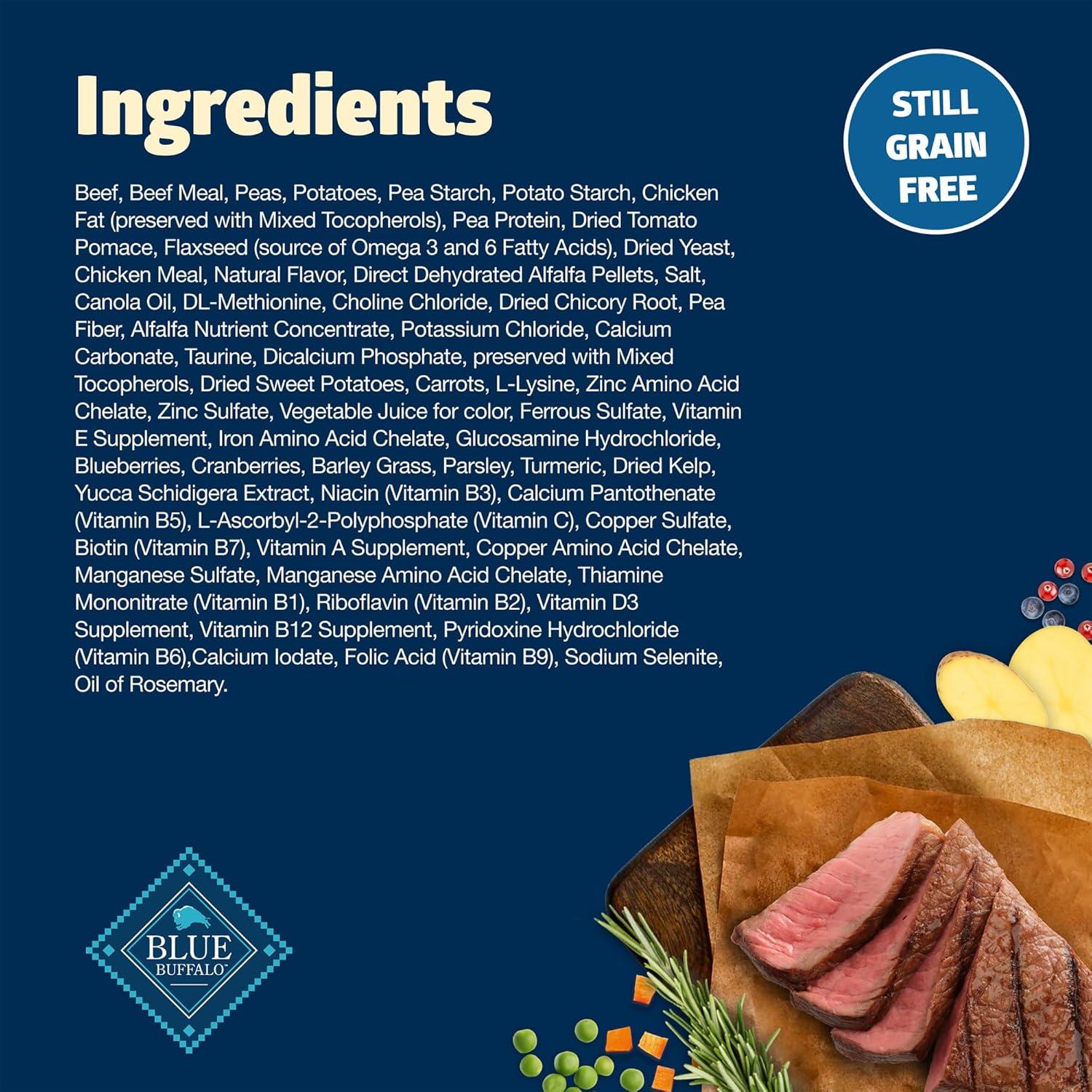 imageBlue Buffalo Freedom GrainFree Dry Dog Food Complete amp Balanced Nutrition for Adult Dogs Made in the USA with Natural Ingredients Beef amp Potatoes 4lb Bag4 Pound Pack of 1