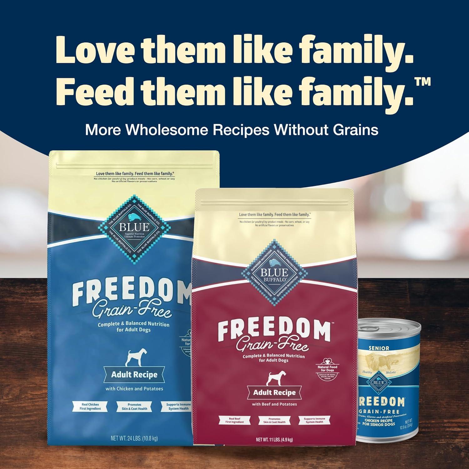 imageBlue Buffalo Freedom GrainFree Dry Dog Food Complete amp Balanced Nutrition for Adult Dogs Made in the USA with Natural Ingredients Beef amp Potatoes 4lb Bag11 Pound Pack of 1