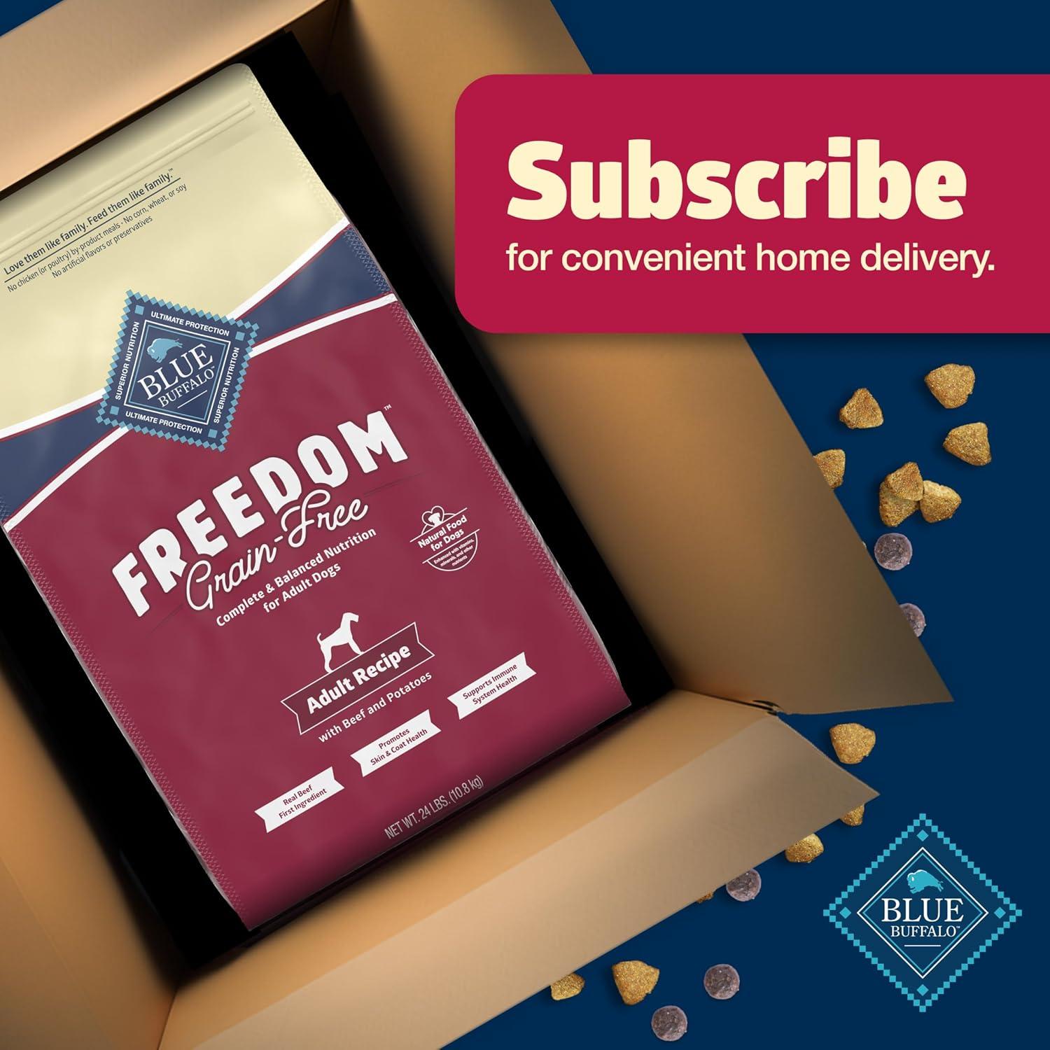 imageBlue Buffalo Freedom GrainFree Dry Dog Food Complete amp Balanced Nutrition for Adult Dogs Made in the USA with Natural Ingredients Beef amp Potatoes 4lb Bag24 Pound Pack of 1