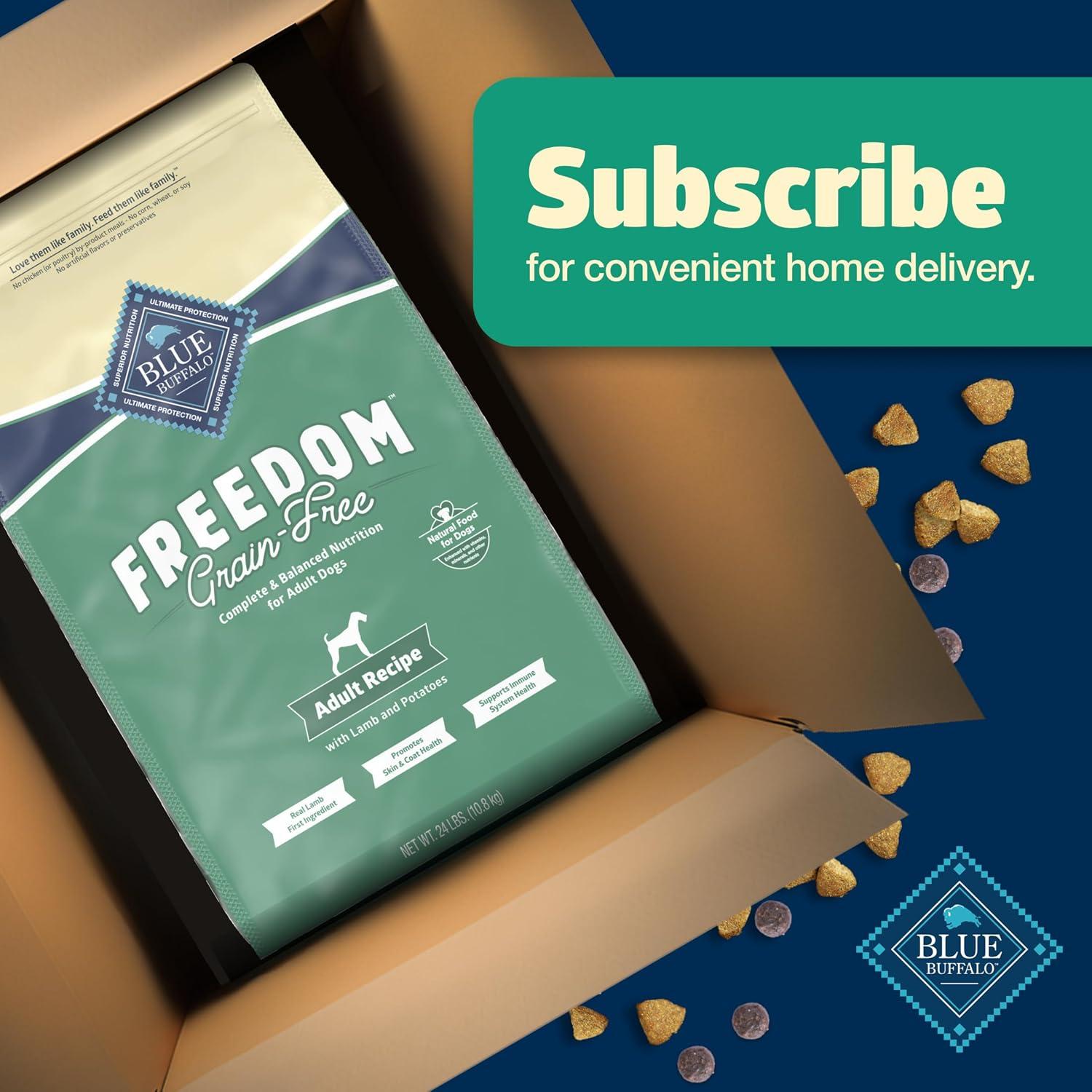 imageBlue Buffalo Freedom GrainFree Dry Dog Food Complete amp Balanced Nutrition for Adult Dogs Made in the USA with Natural Ingredients Lamb amp Potatoes 11lb Bag24 Pound Pack of 1