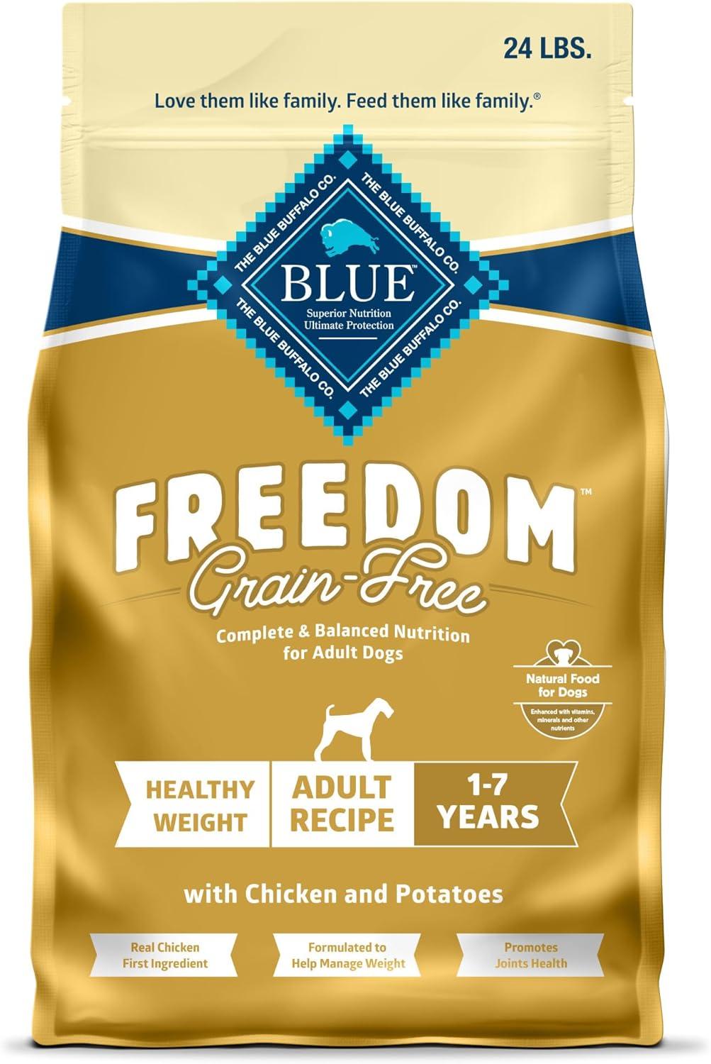 imageBlue Buffalo Freedom GrainFree Healthy Weight Dry Dog Food Complete amp Balanced Nutrition for Adult Dogs Made in the USA with Natural Ingredients Chicken amp Potatoes 24lb BagChicken