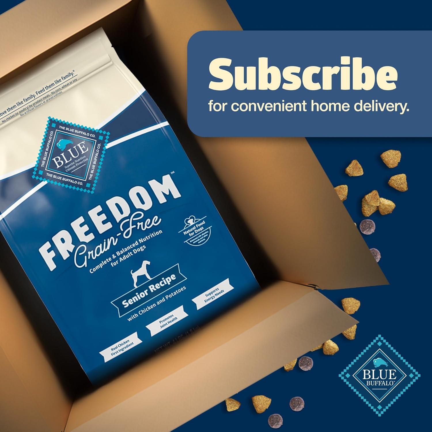 imageBlue Buffalo Freedom GrainFree Senior Dry Dog Food Provides Energy to Stay Active Made in the USA with Natural Ingredients Chicken amp Potatoes 4lb BagChicken