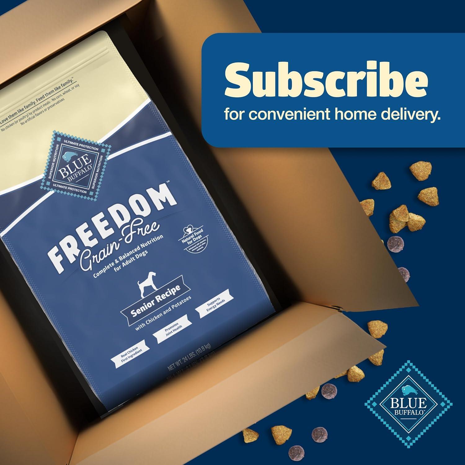 imageBlue Buffalo Freedom GrainFree Senior Dry Dog Food Provides Energy to Stay Active Made in the USA with Natural Ingredients Chicken amp Potatoes 4lb BagChicken