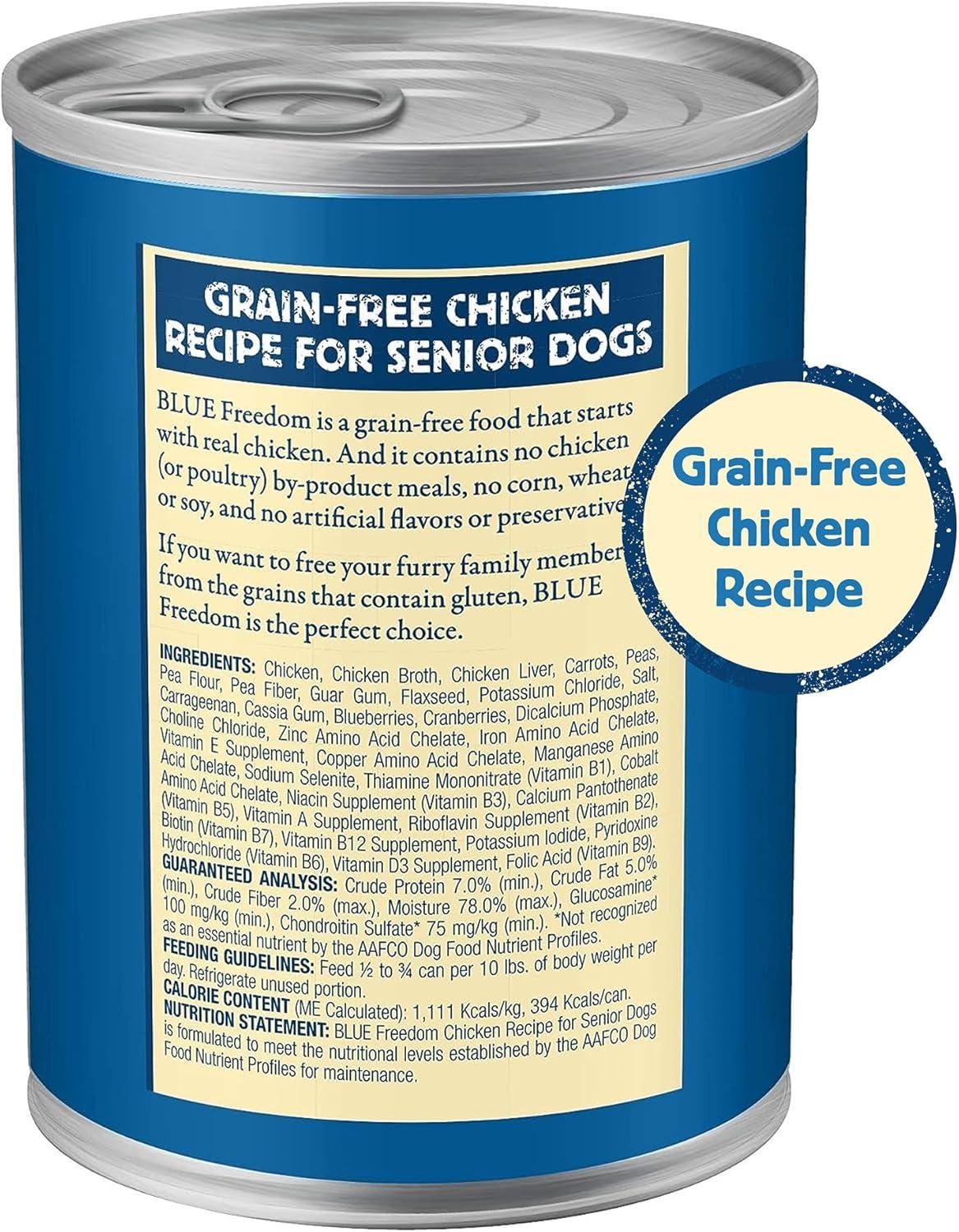 imageBlue Buffalo Freedom GrainFree Senior Wet Dog Food Free of Glutens amp Artificial Preservatives Made With Natural Ingredients Chicken Recipe 125oz Cans 12 Count