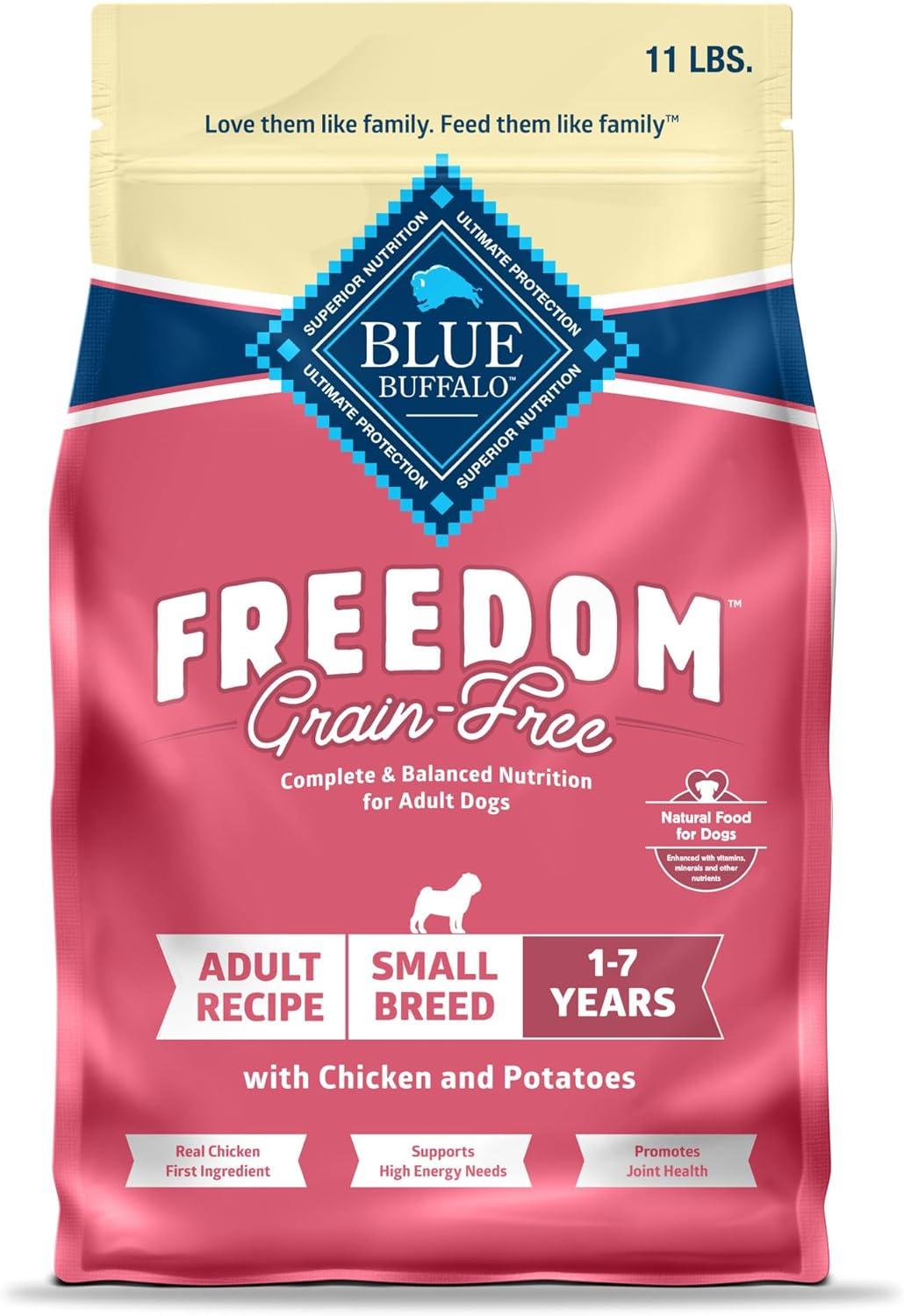 imageBlue Buffalo Freedom GrainFree Small Breed Dry Dog Food Supports High Energy Needs Made in the USA with Natural Ingredients Chicken amp Potatoes 4lb BagChicken