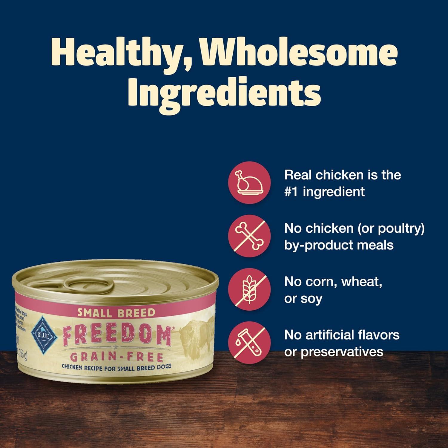 imageBlue Buffalo Freedom GrainFree Small Breed Wet Dog Food Supports High Energy Needs Made in the USA With Natural Ingredients Chicken 55oz Cans 24 Count