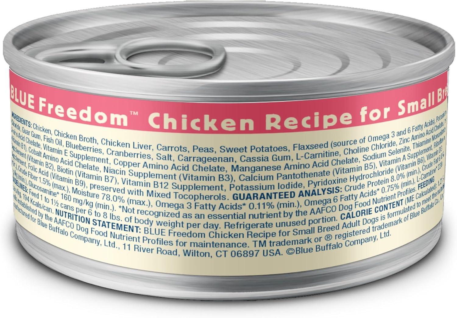 imageBlue Buffalo Freedom GrainFree Small Breed Wet Dog Food Supports High Energy Needs Made in the USA With Natural Ingredients Chicken 55oz Cans 24 Count