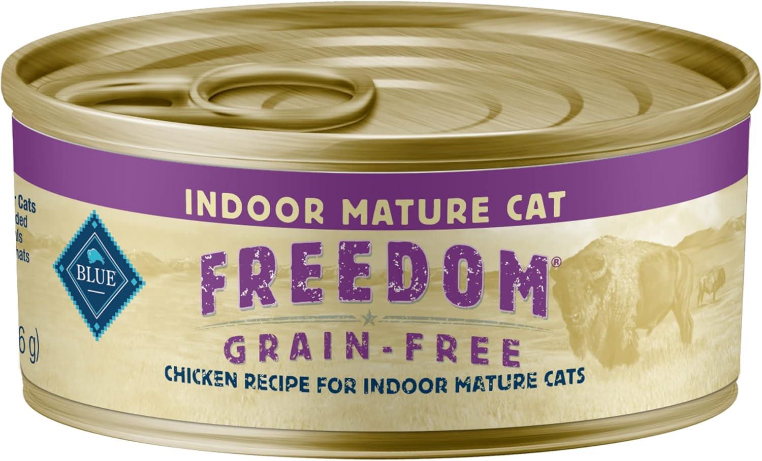 imageBlue Buffalo Freedom GrainFree Wet Cat Food Complete amp Balanced Nutrition for Mature Indoor Cats Made with Natural Ingredients Chicken Recipe 55oz Cans 24 Count