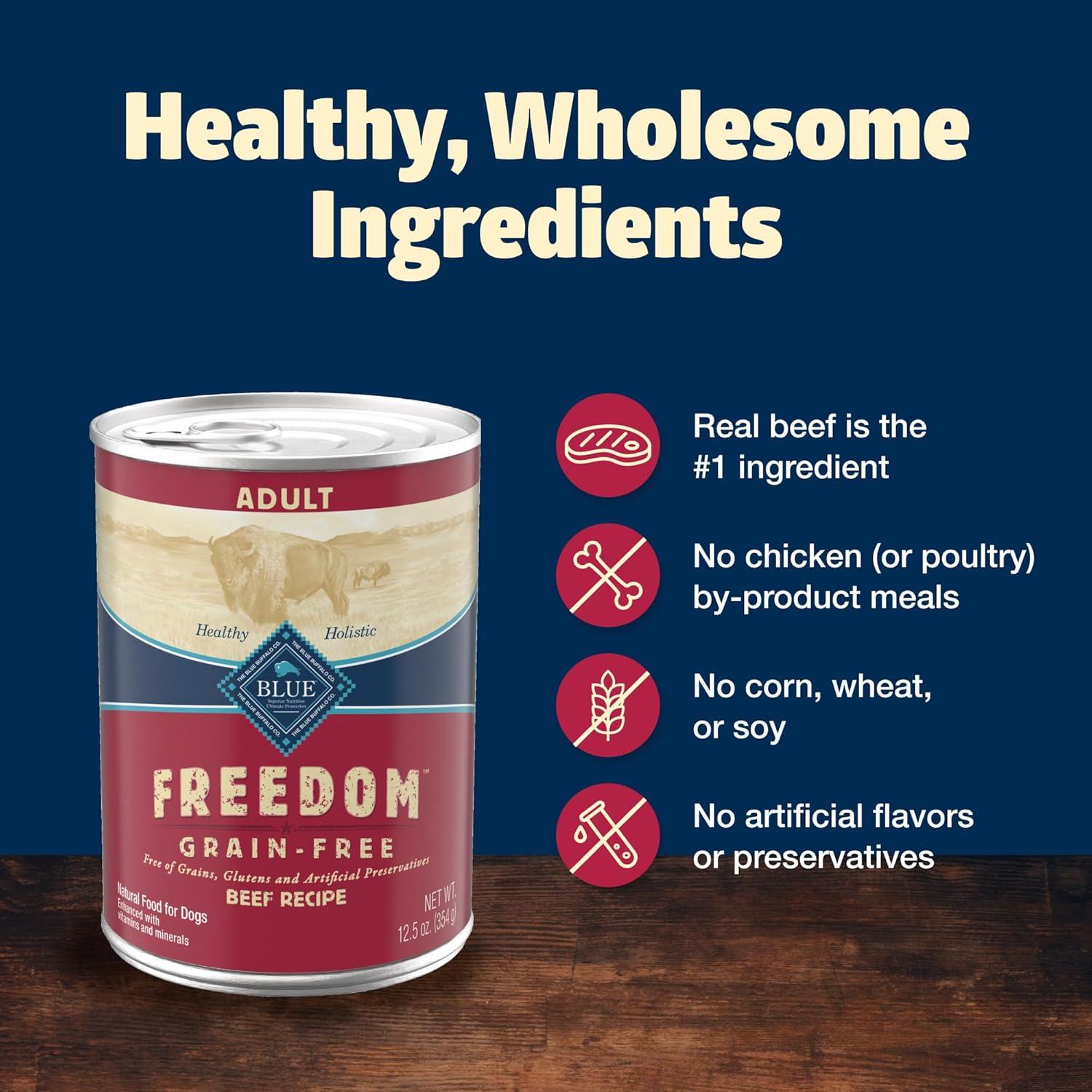 imageBlue Buffalo Freedom GrainFree Wet Dog Food Free of Glutens amp Artificial Preservatives Made with Natural Ingredients Chicken Recipe 125oz Cans 12 Count125 Ounce Pack of 12