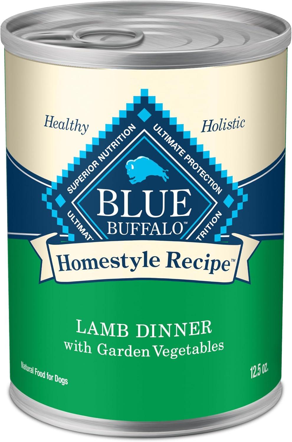 imageBlue Buffalo Homestyle Recipe Adult Wet Dog Food Made with Natural Ingredients Fish amp Sweet Potato Dinner with Garden Vegetables 125oz can Pack of 12Lamb
