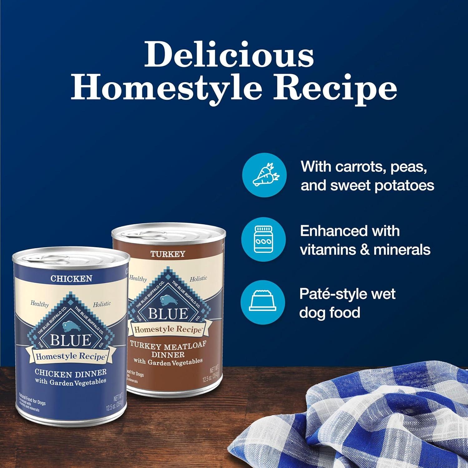 imageBlue Buffalo Homestyle Recipe Adult Wet Dog Food Made with Natural Ingredients Fish amp Sweet Potato Dinner with Garden Vegetables 125oz can Pack of 12Variety Pack Chicken Turkey