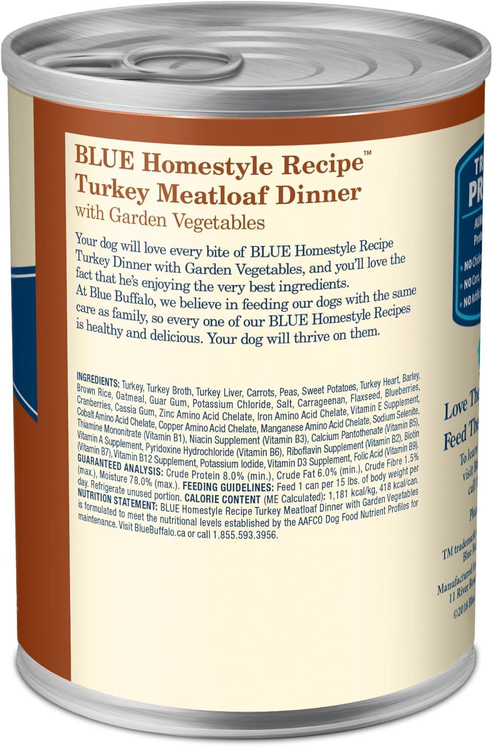 imageBlue Buffalo Homestyle Recipe Adult Wet Dog Food Made with Natural Ingredients Fish amp Sweet Potato Dinner with Garden Vegetables 125oz can Pack of 12Turkey