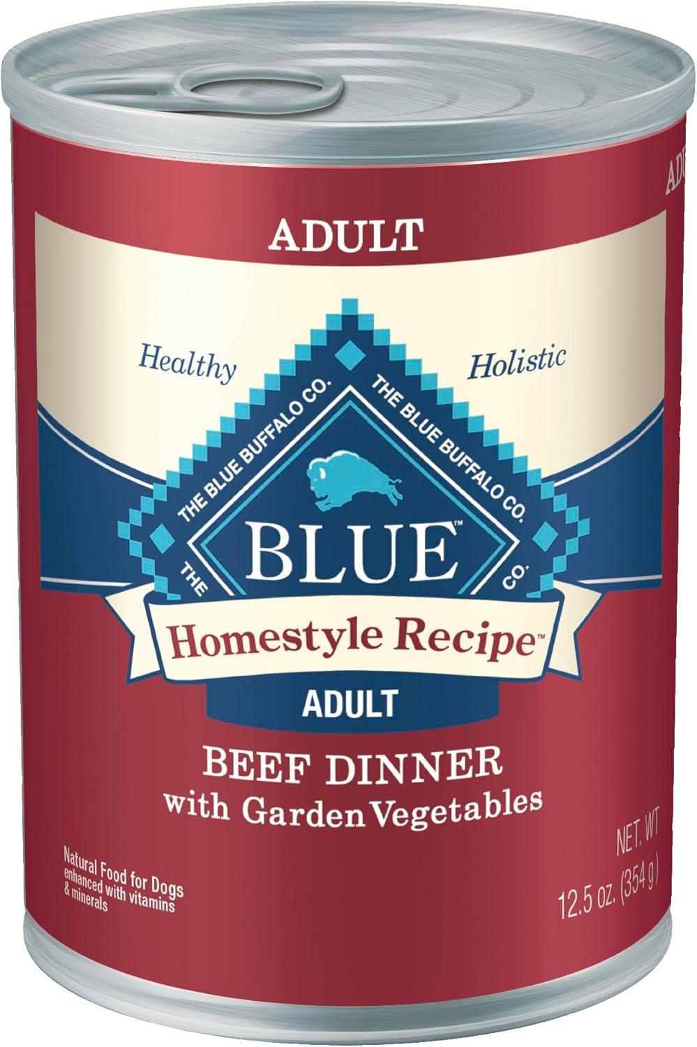 imageBlue Buffalo Homestyle Recipe Adult Wet Dog Food Made with Natural Ingredients Fish amp Sweet Potato Dinner with Garden Vegetables 125oz can Pack of 12Beef