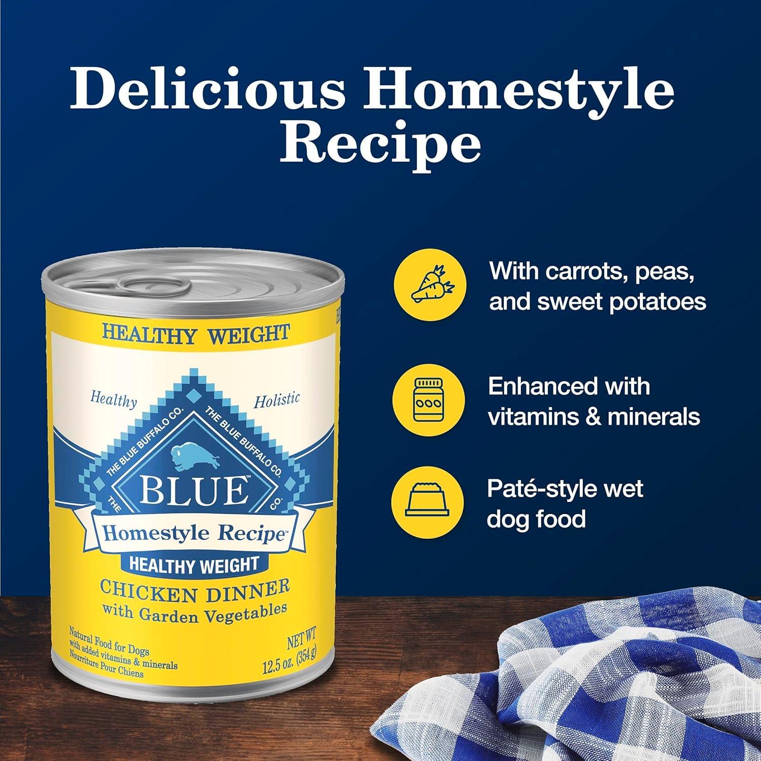 imageBlue Buffalo Homestyle Recipe Adult Wet Dog Food Made with Natural Ingredients Fish amp Sweet Potato Dinner with Garden Vegetables 125oz can Pack of 12Chicken Healthy Weight