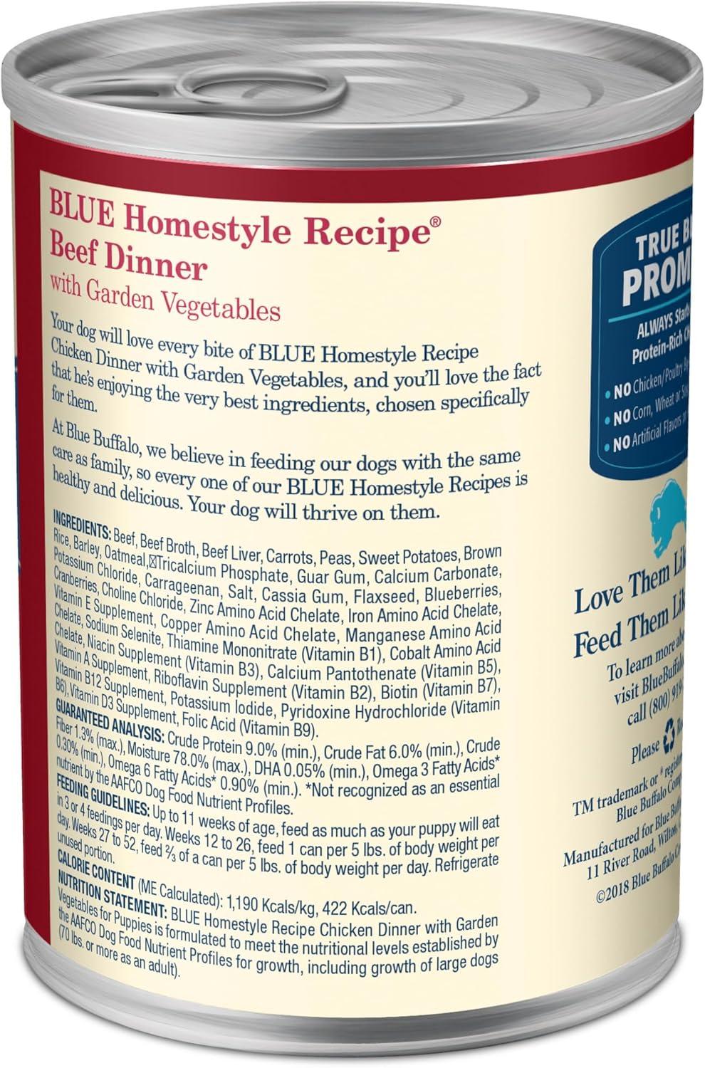 imageBlue Buffalo Homestyle Recipe Adult Wet Dog Food Made with Natural Ingredients Fish amp Sweet Potato Dinner with Garden Vegetables 125oz can Pack of 12Beef